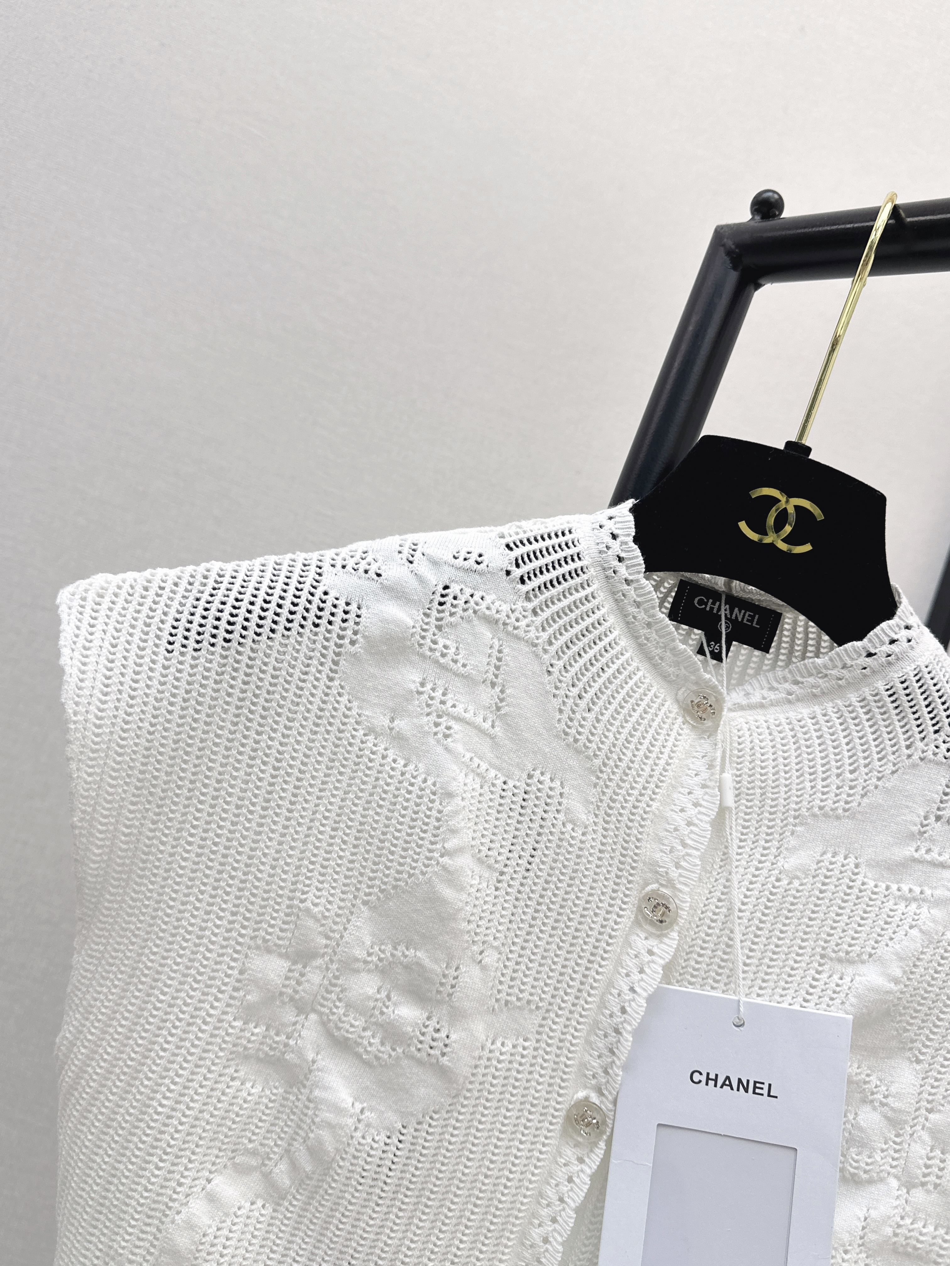 Chan 26ss hollow knit vest top