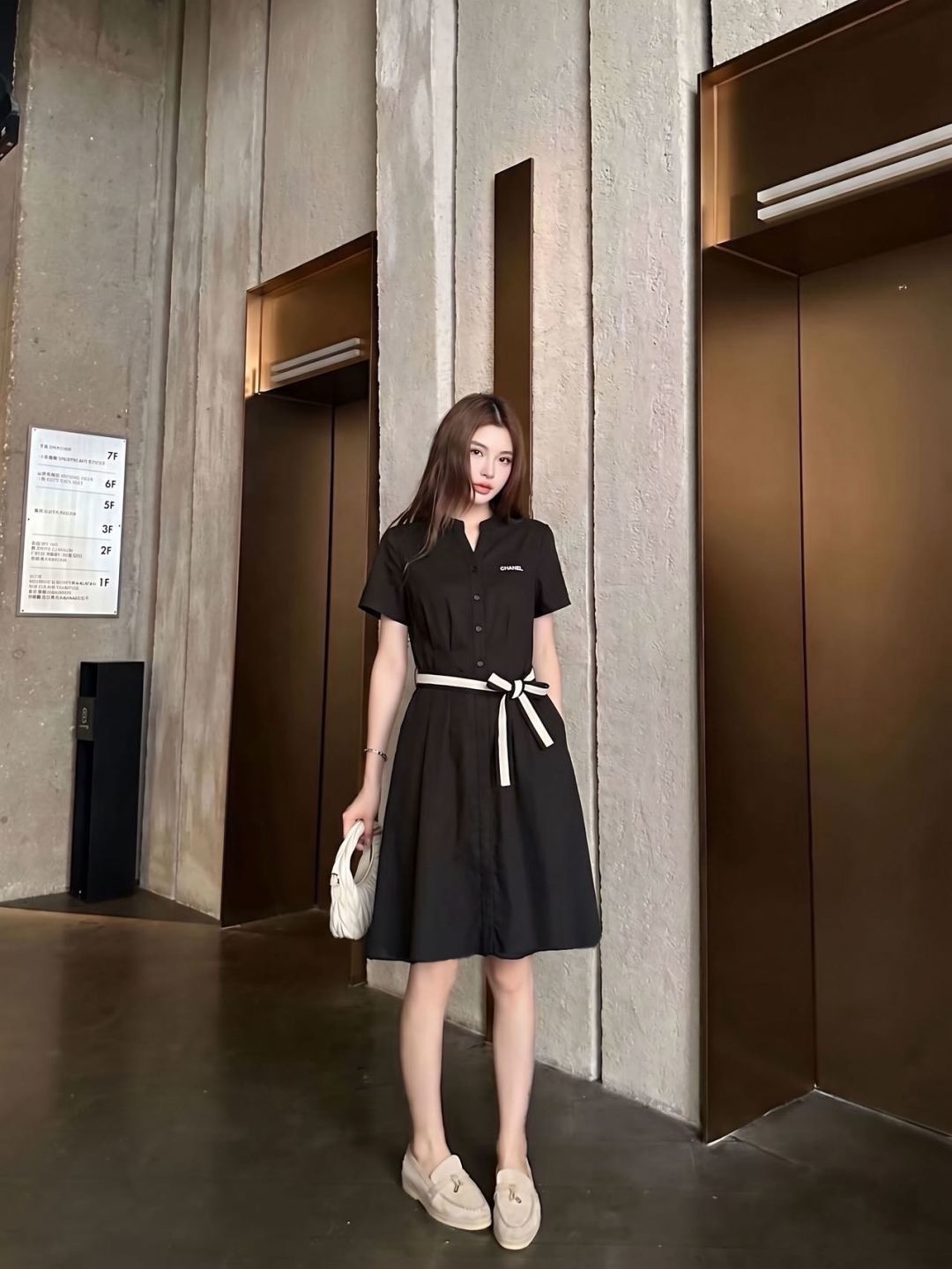 Chan 26ss belted shirt dress