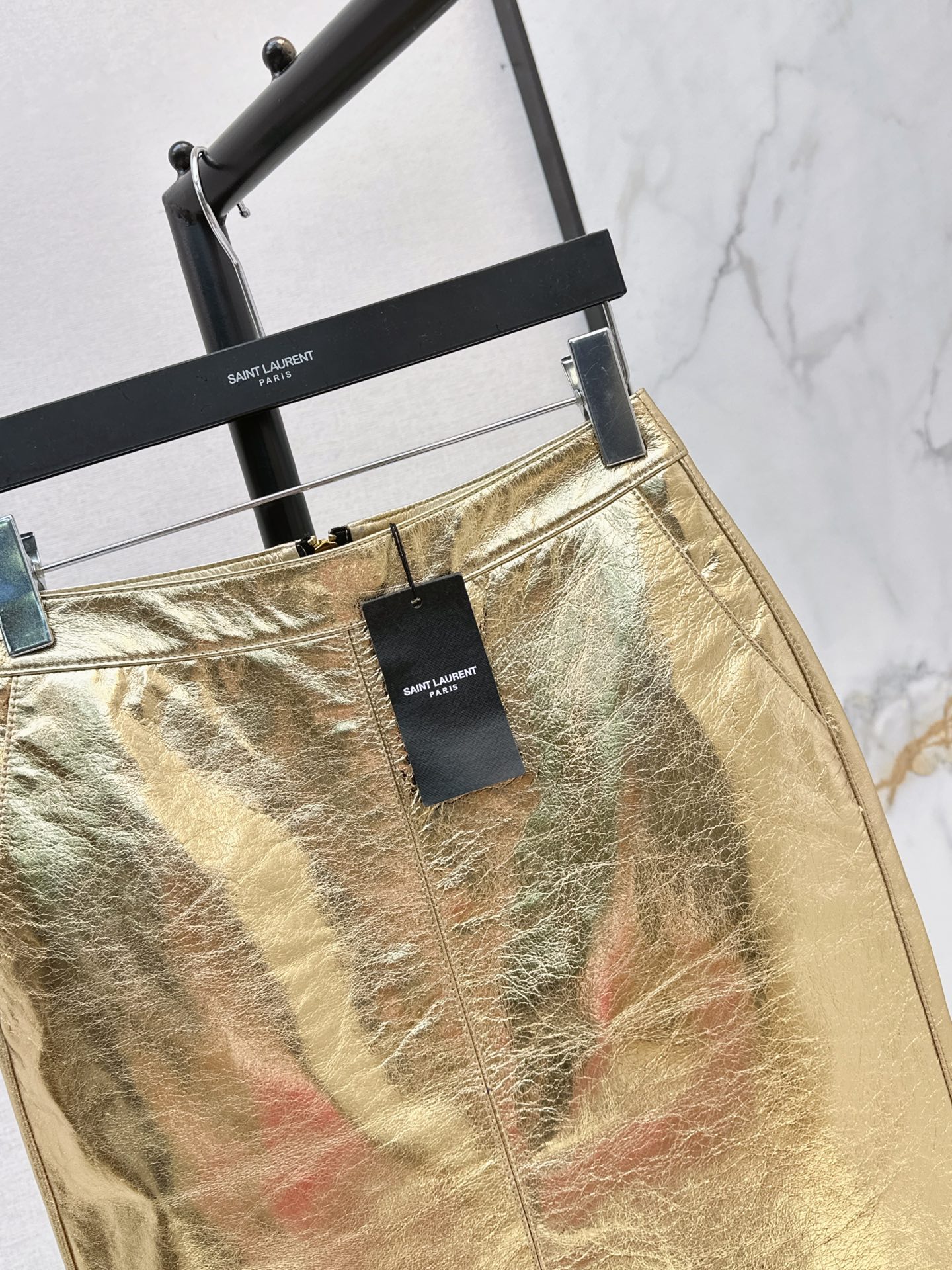 Sain 26ss metal leather skirt