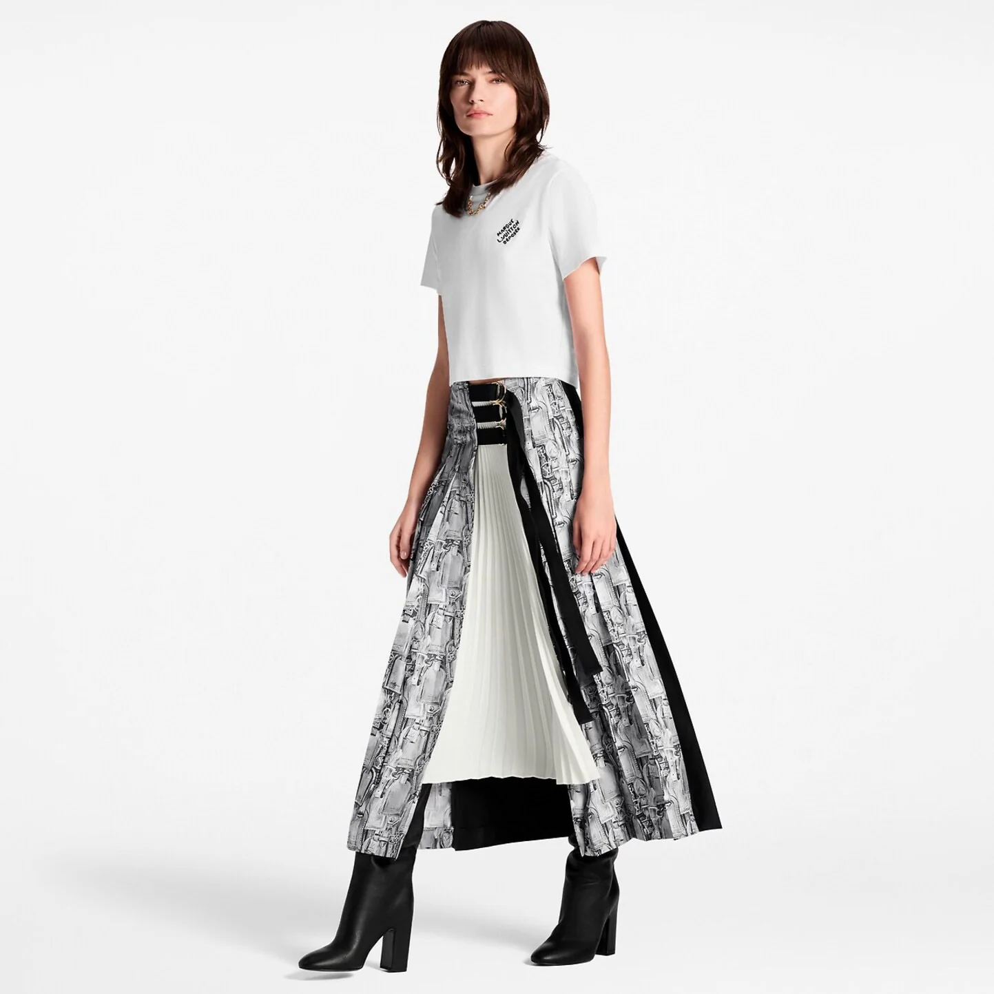 Louis 26ss print pleated skirts