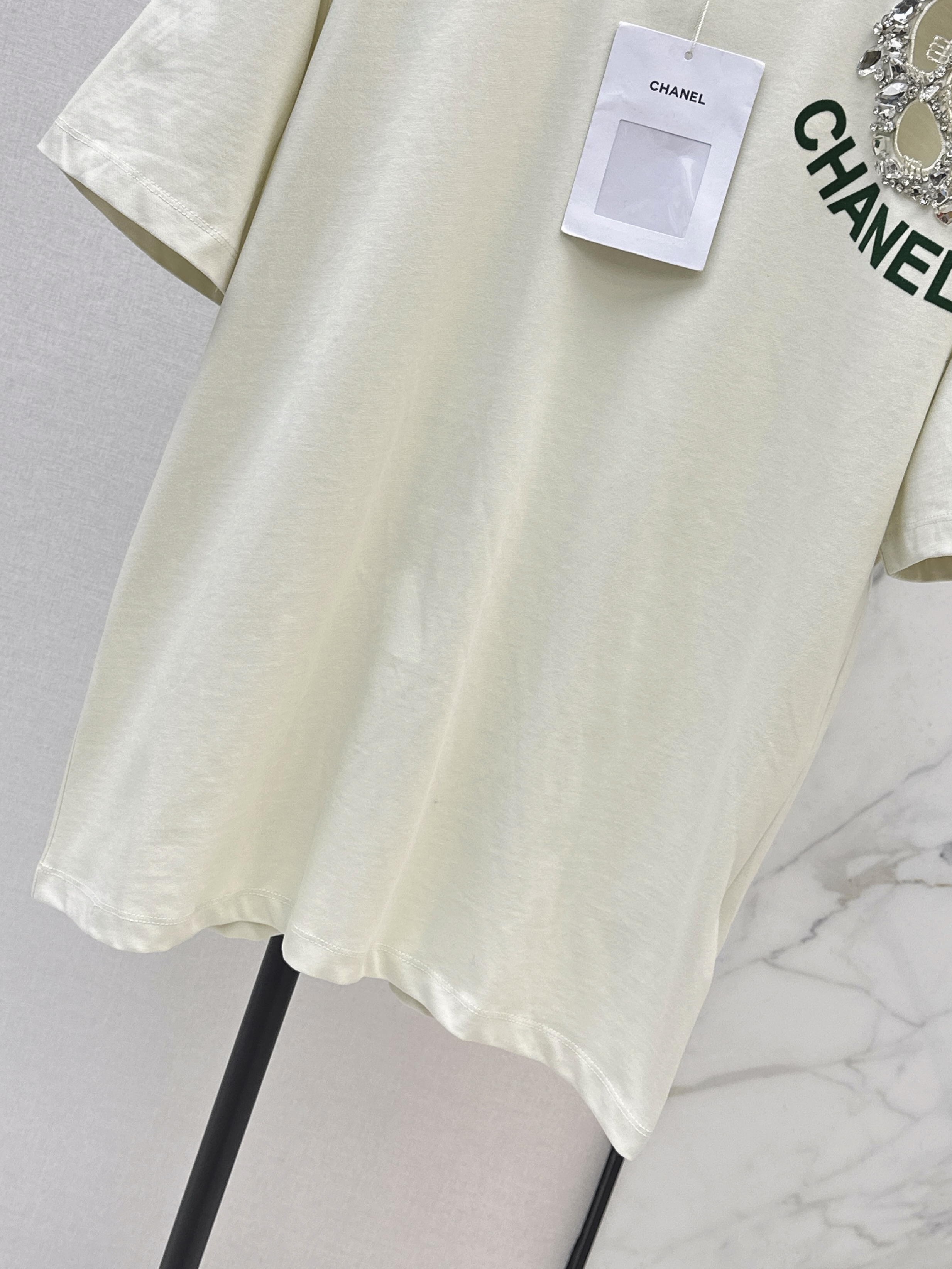 Chan 26ss flower rhinestone t-shirts