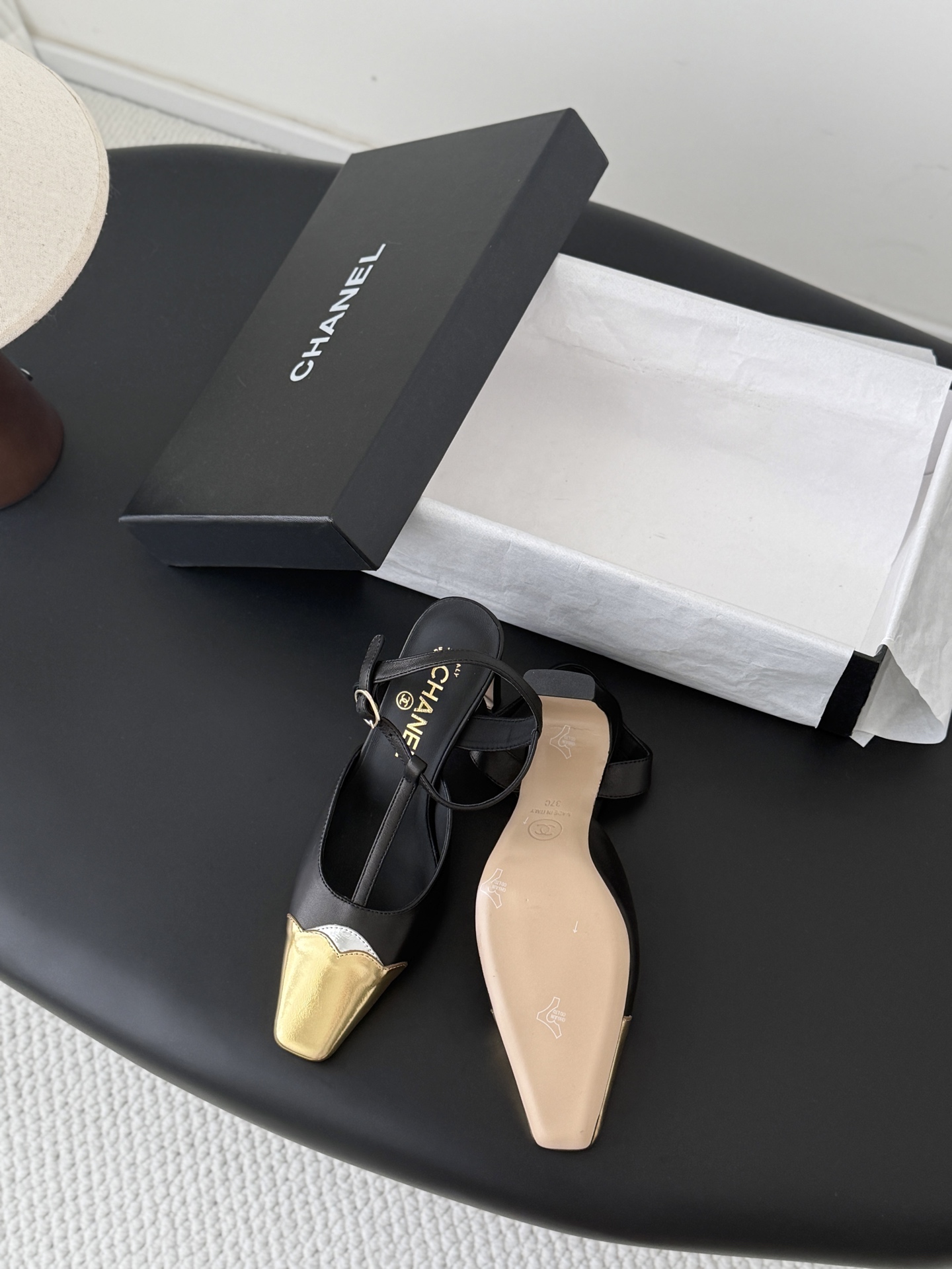 Chan 26P t-strap slingback heels