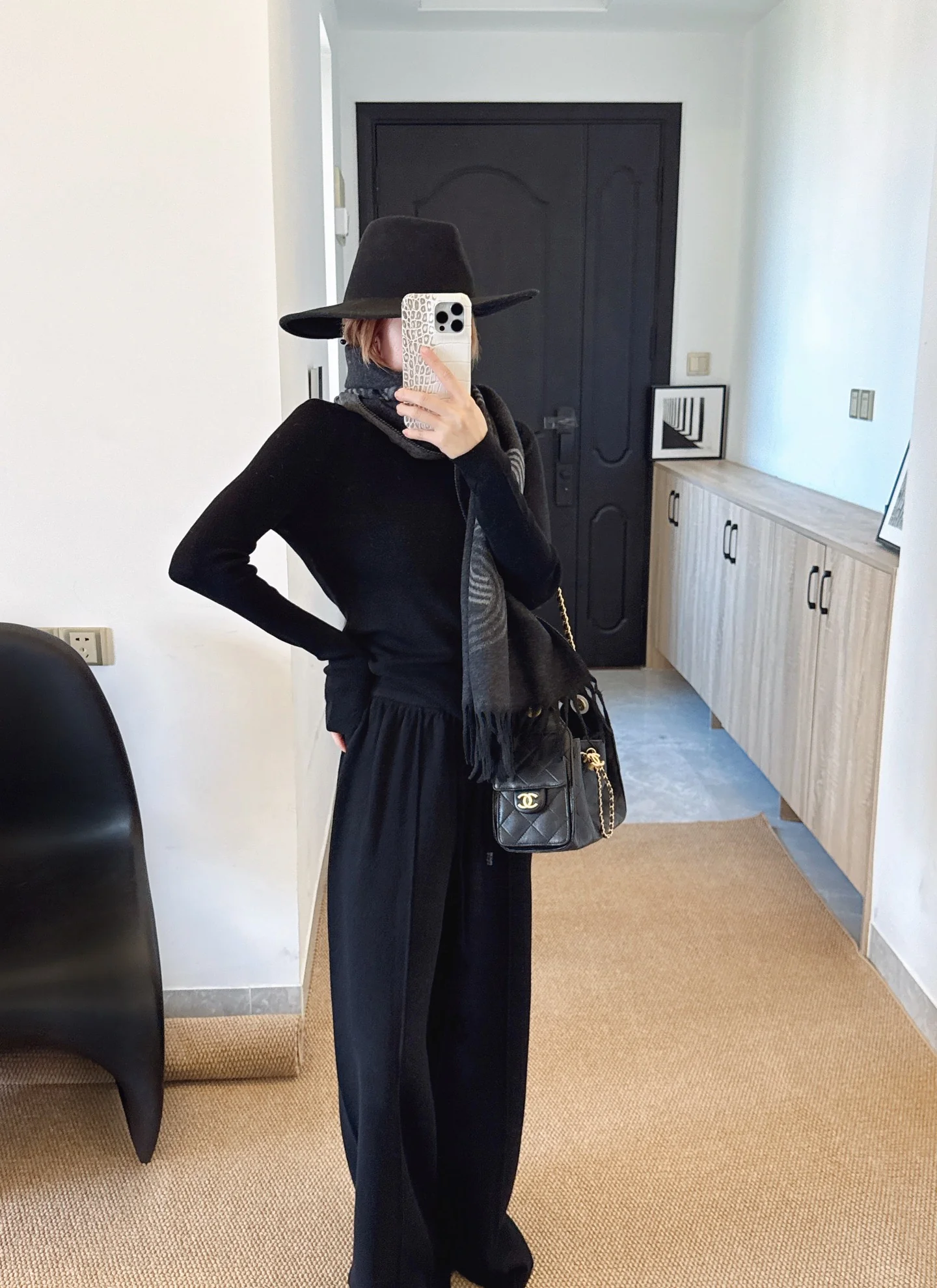 Herm 26ss knit outfit sets basic tee+pant+shawl