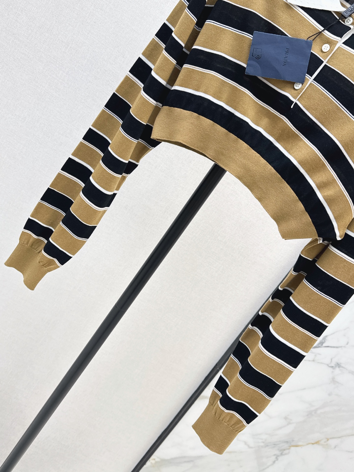 Pra 26ss stripe cropped knitwear