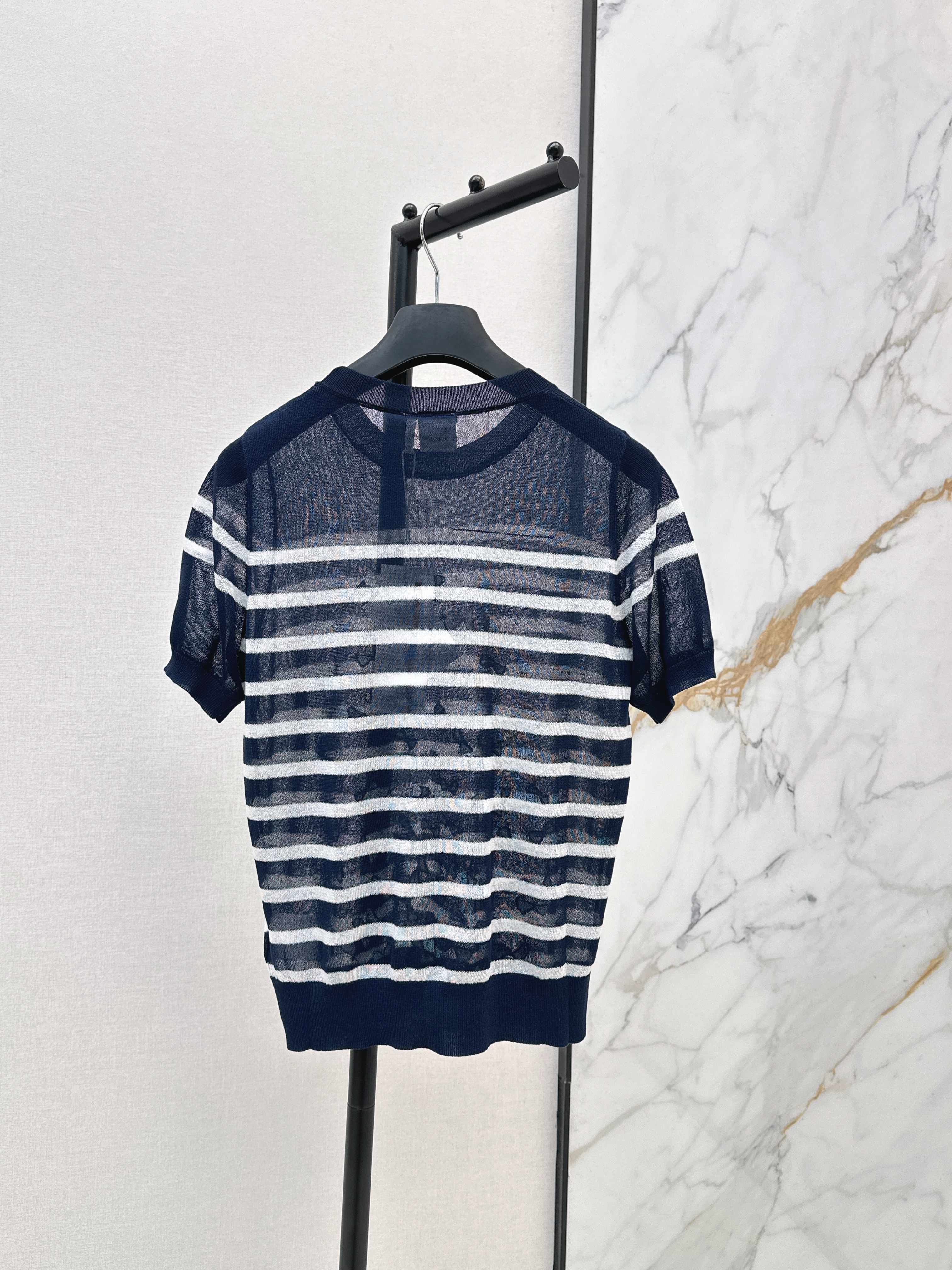 CD 26ss bow embroidery stripe top
