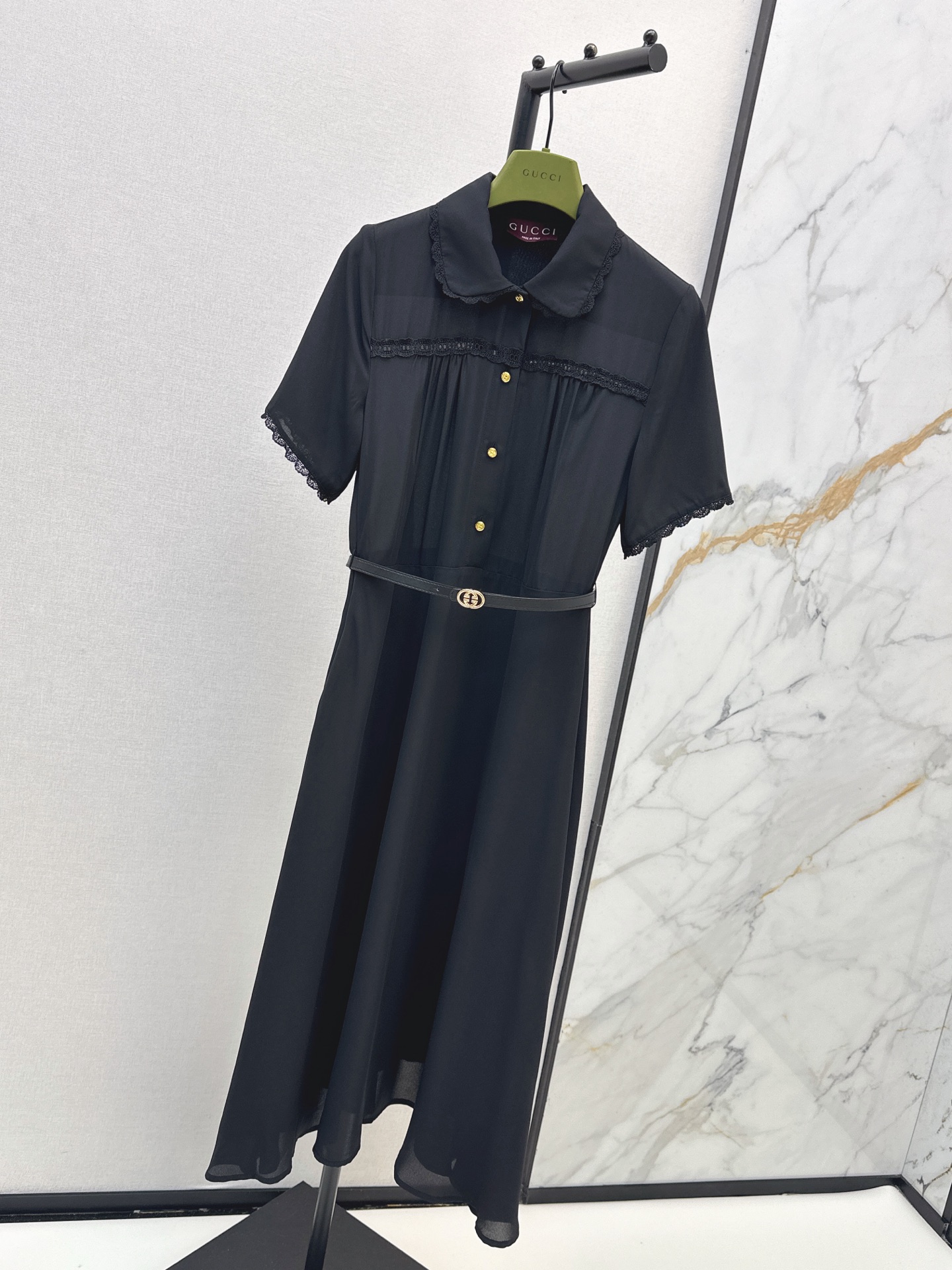 Guc 26ss lace trim dress