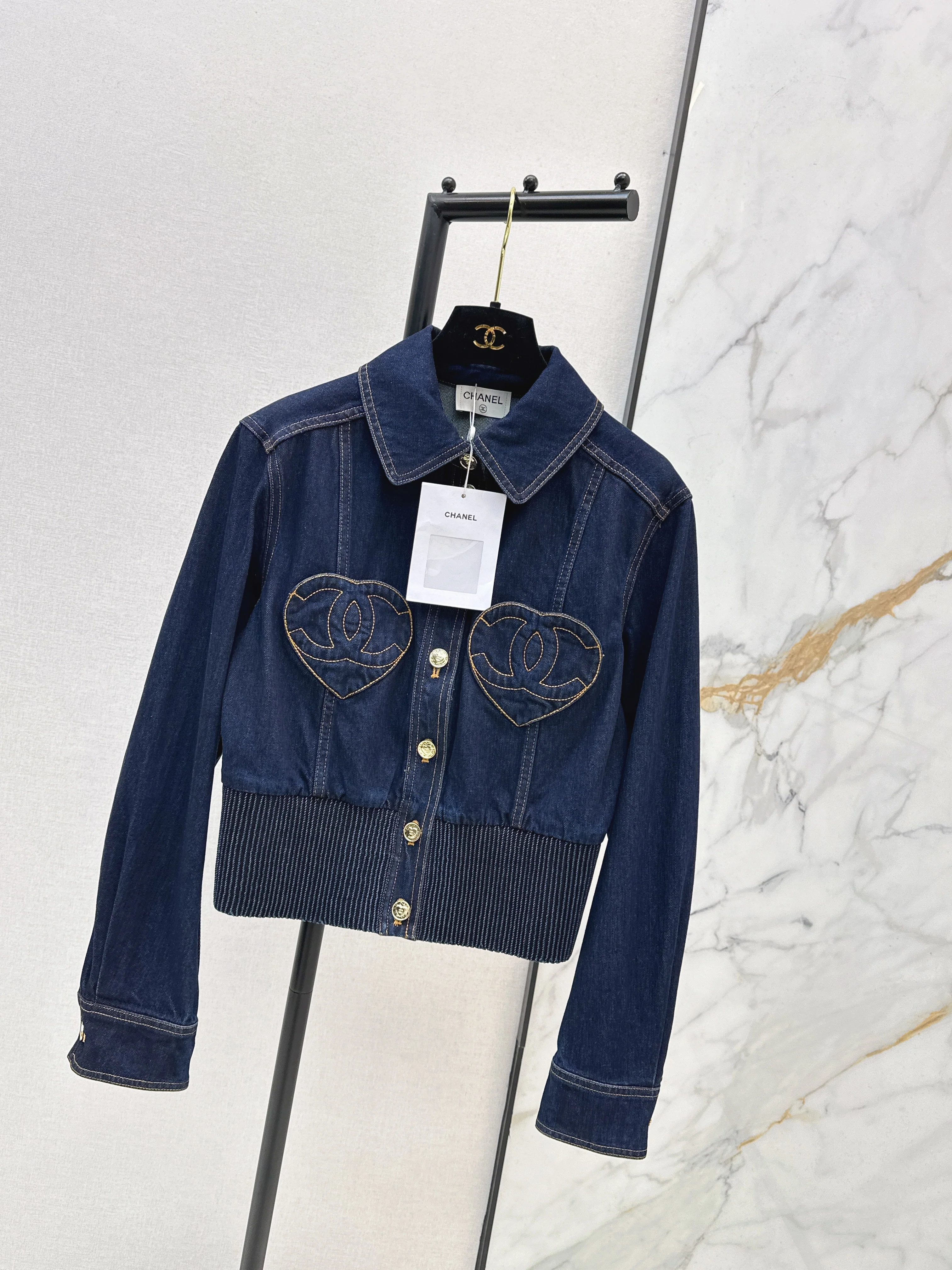 Chan 26ss heart denim jacket