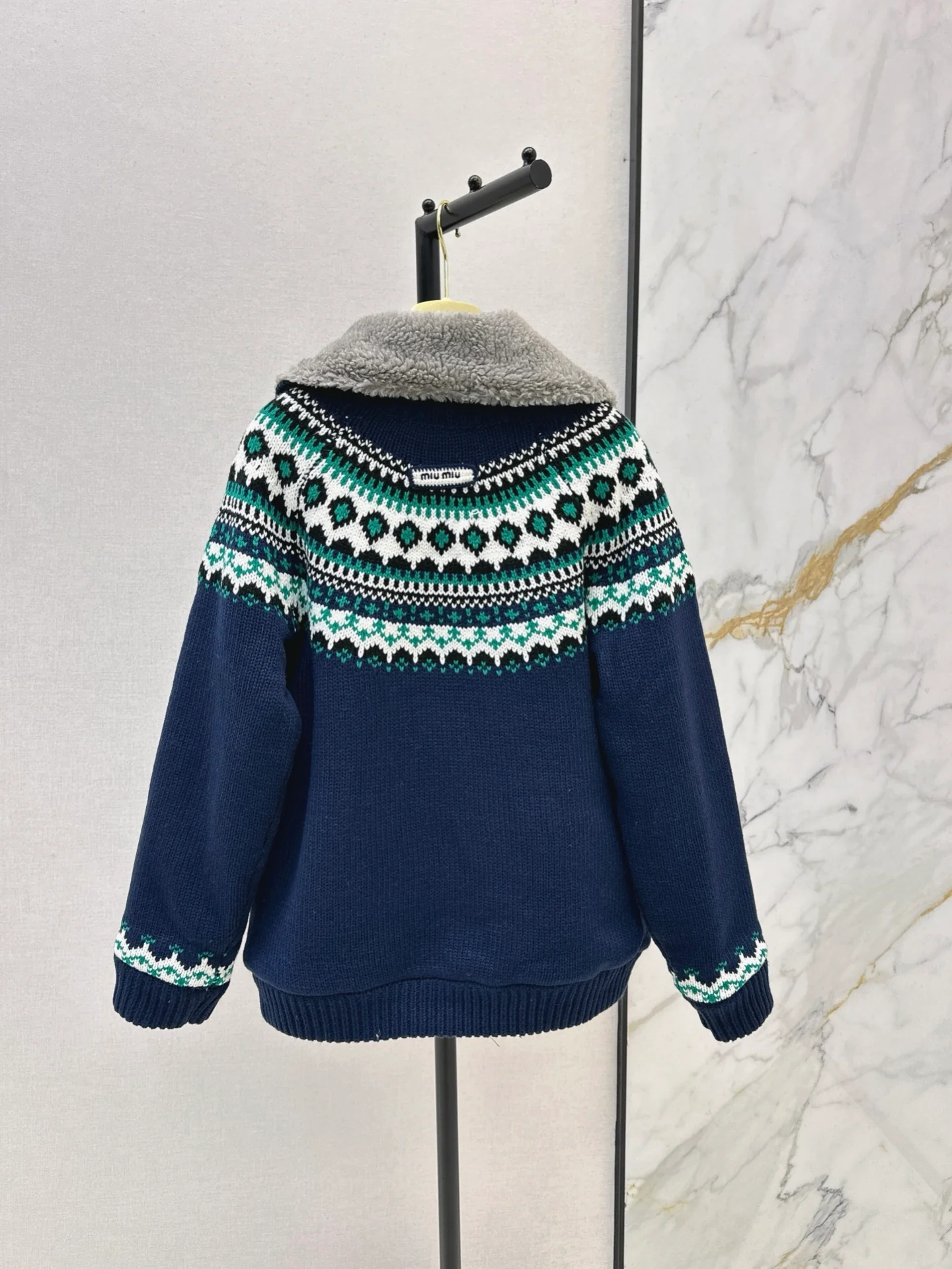 Miu 25fw fair isle cardigan