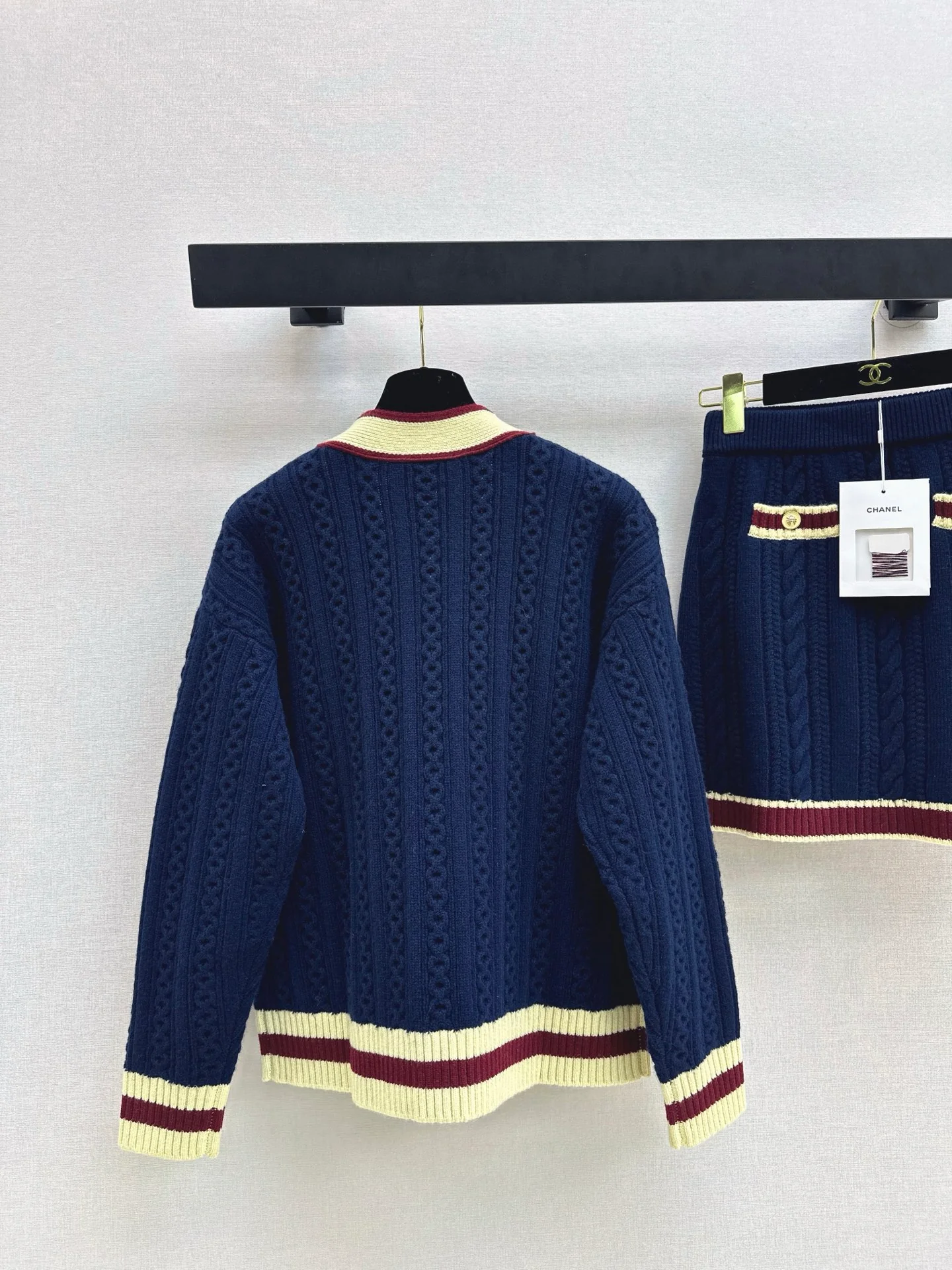 Chan 26ss cable cardigan skirts set