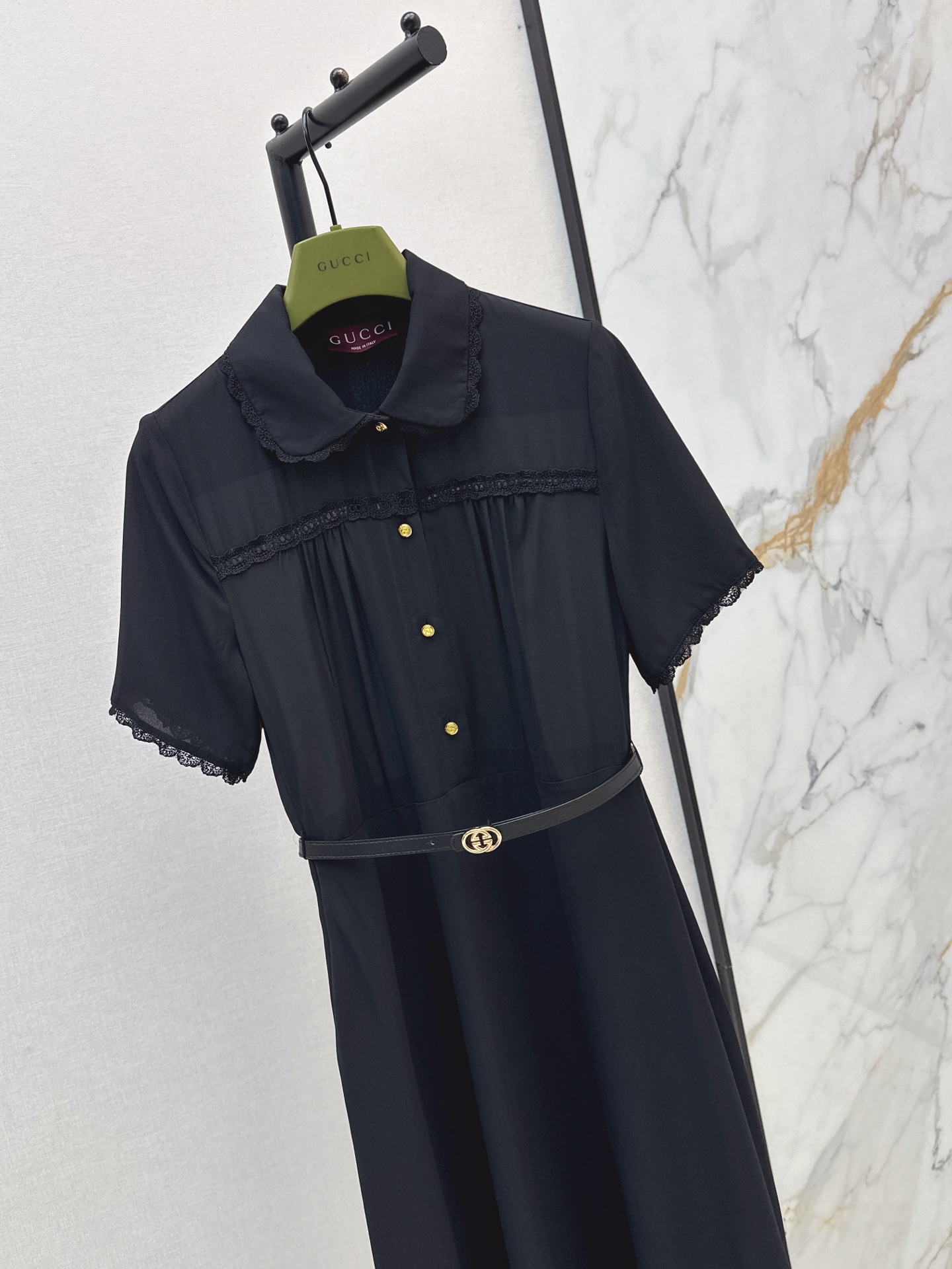 Guc 26ss lace trim dress