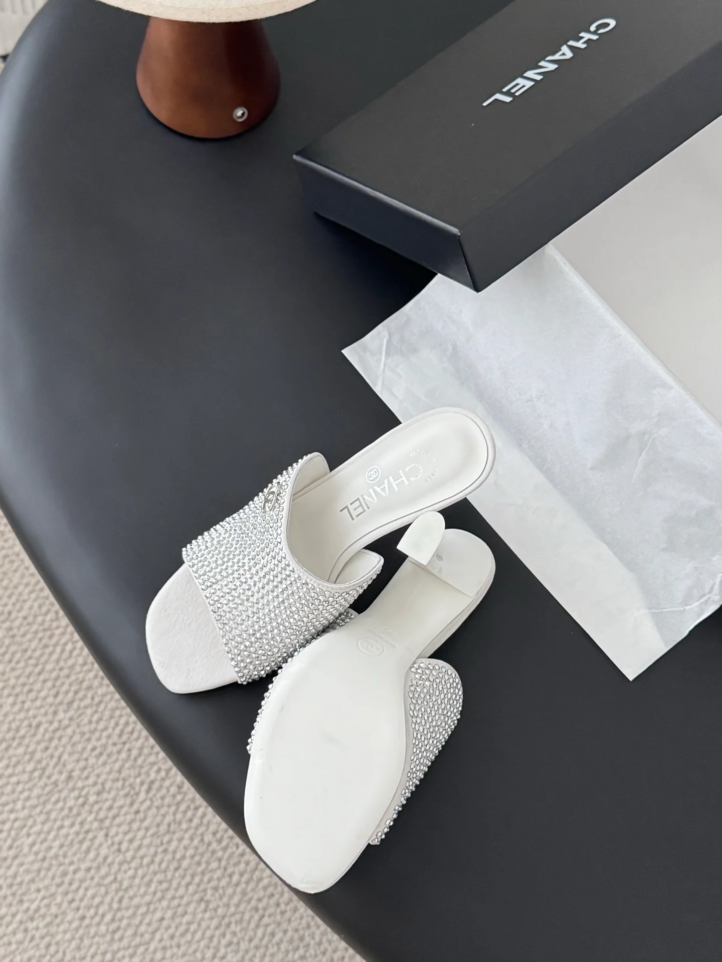 Chan 25fw high heeled slides sandals