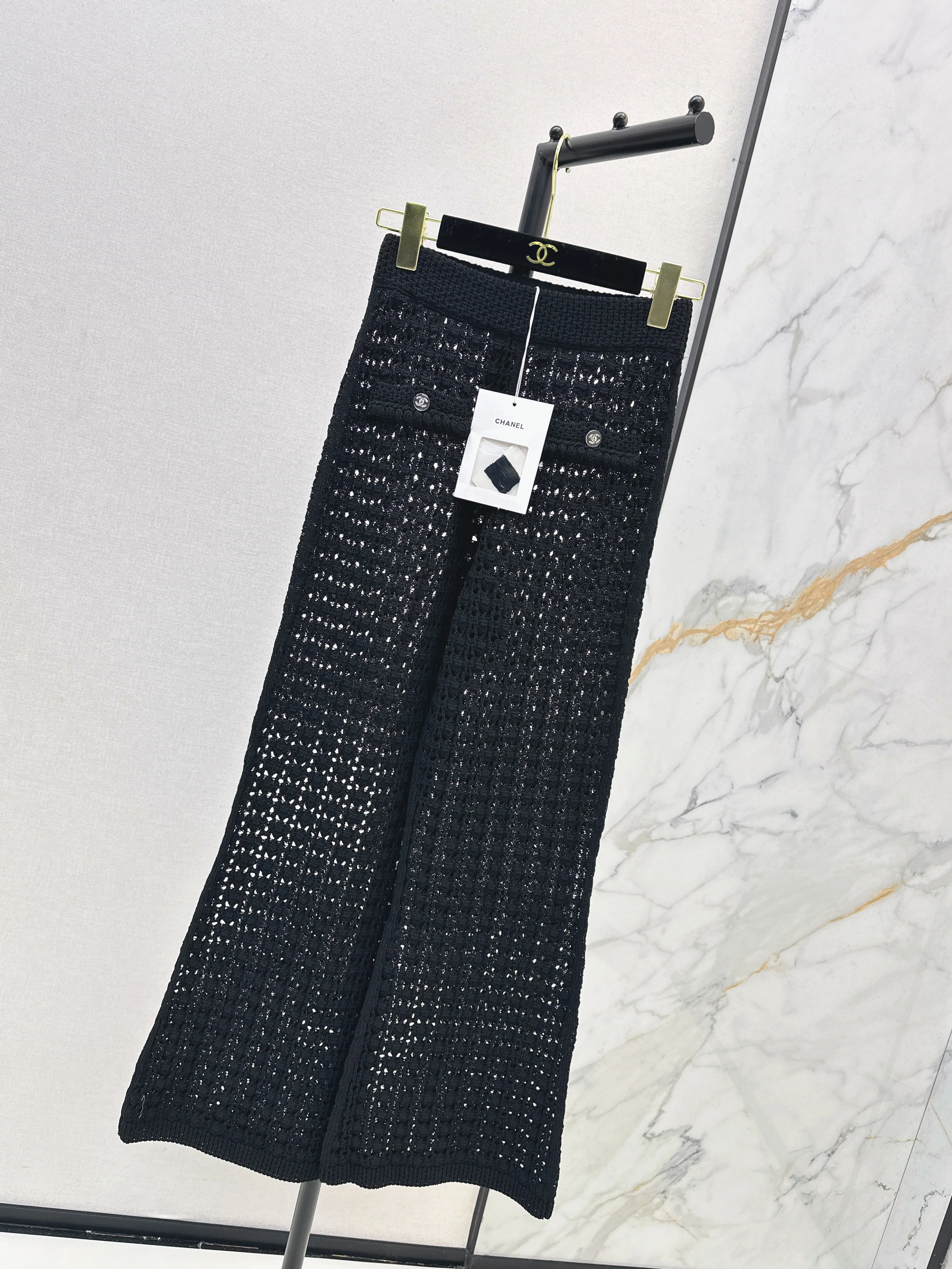 Chan 26ss hollow knit pants