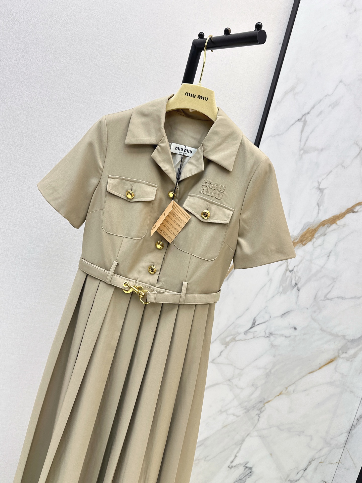 Miu 26ss pleated shirt dress