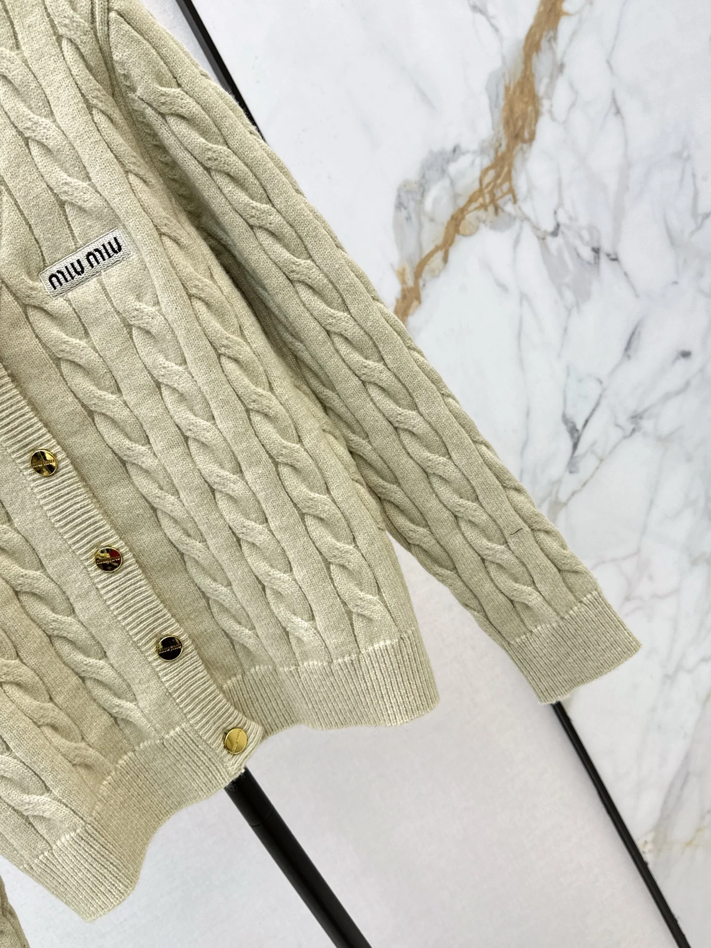 Miu 25fw cable knit cardigan