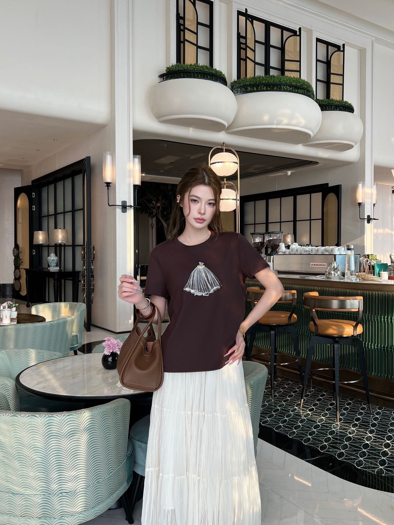 Chan 26ss beading print t-shirt