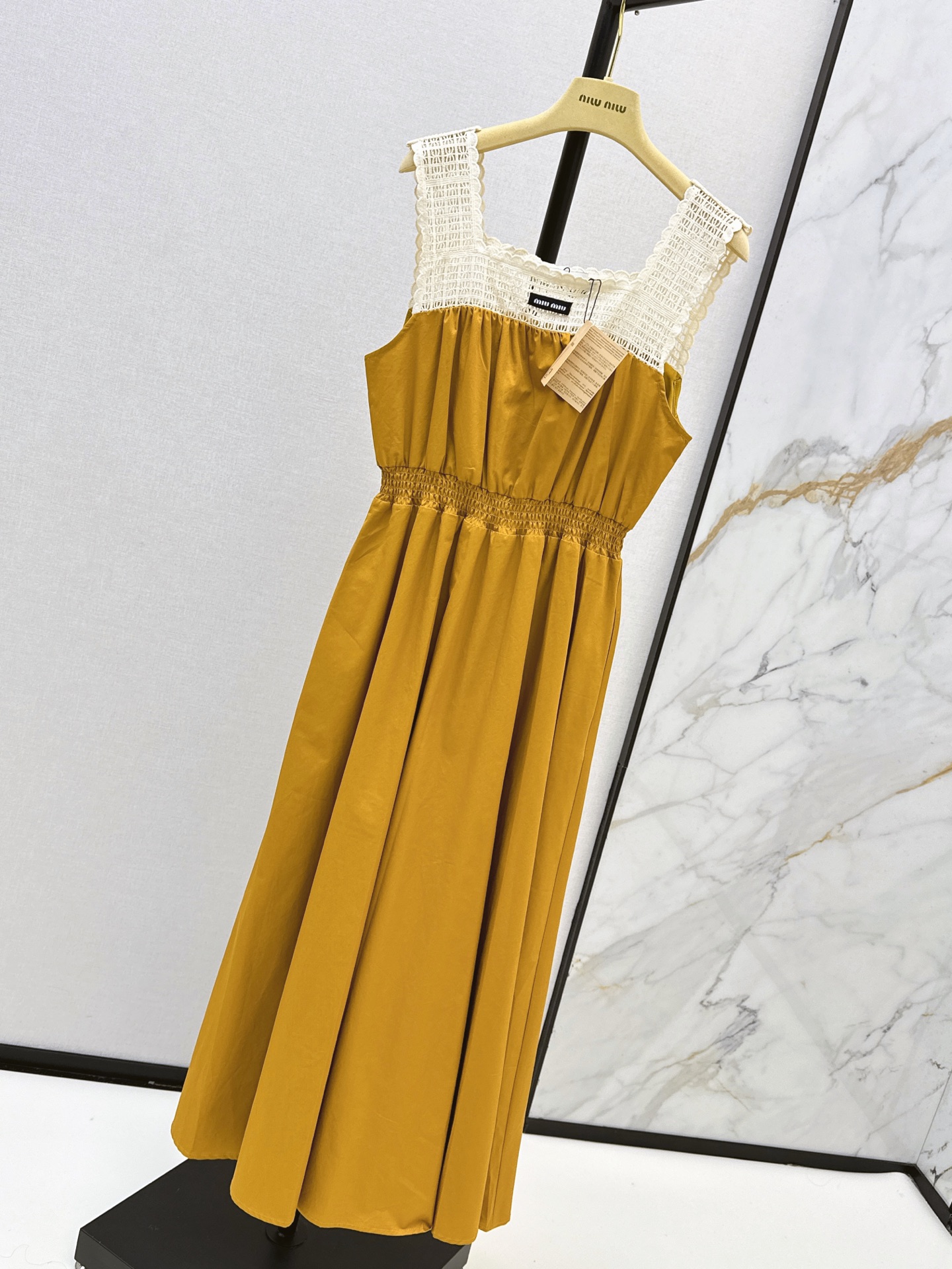 Miu 26ss lace trim slip dress