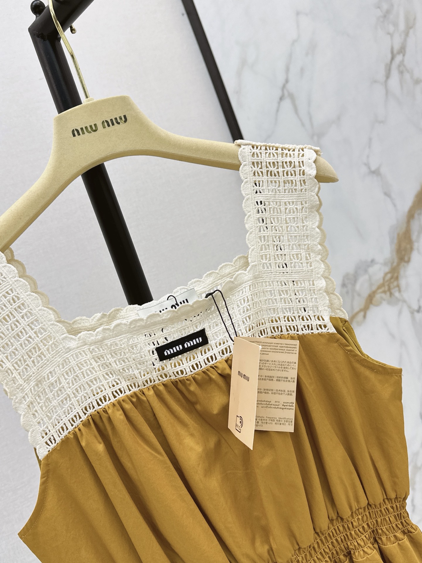 Miu 26ss lace trim slip dress