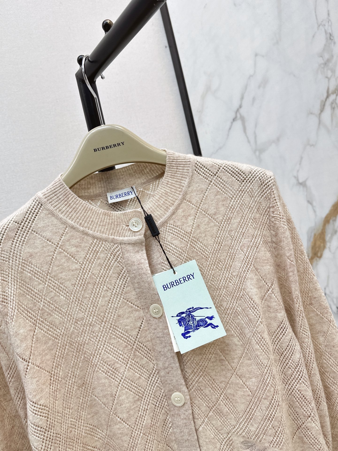 Bur 26ss check jacquard knit cardigan