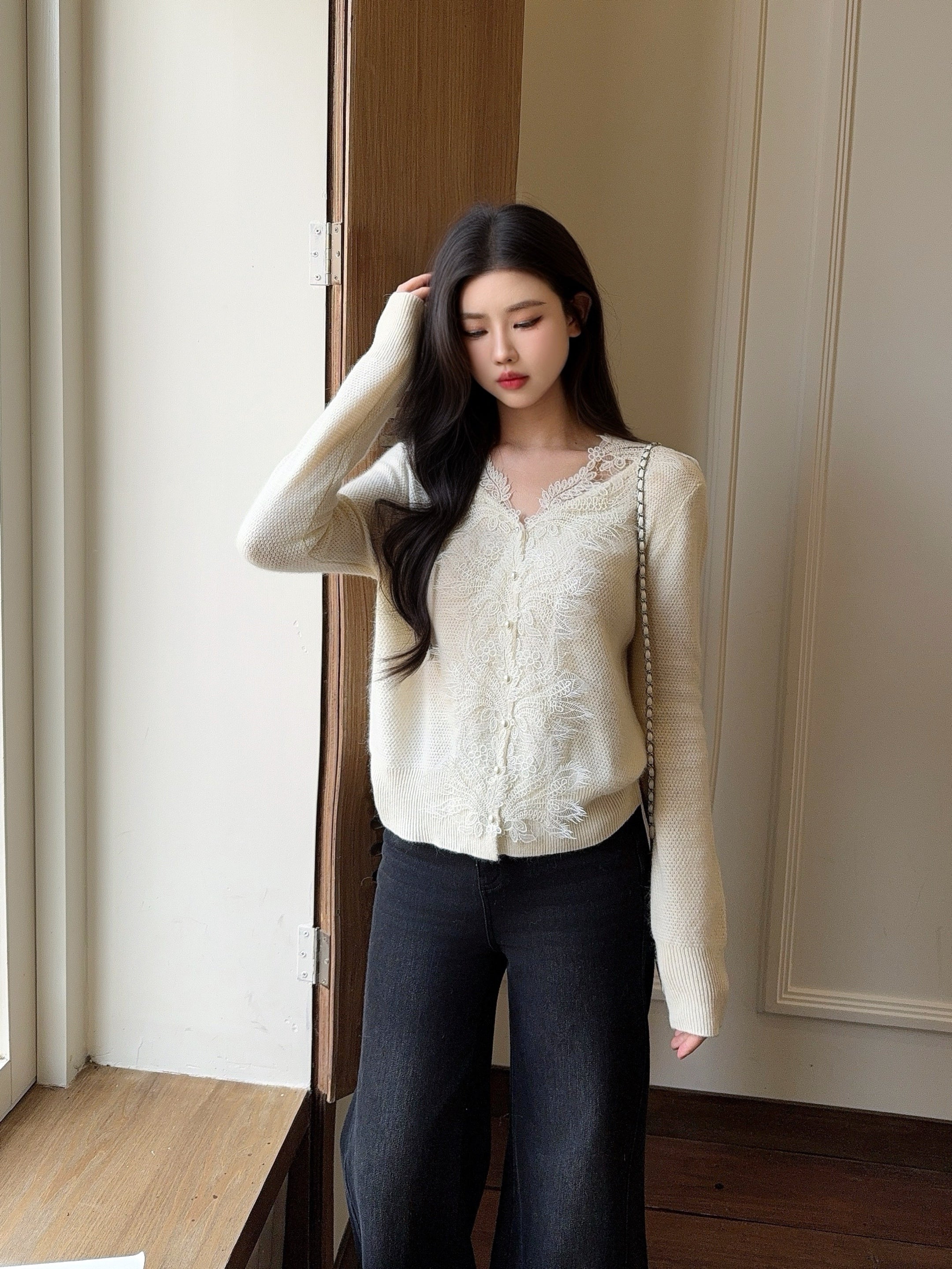 ES 26ss contract lace cardigan
