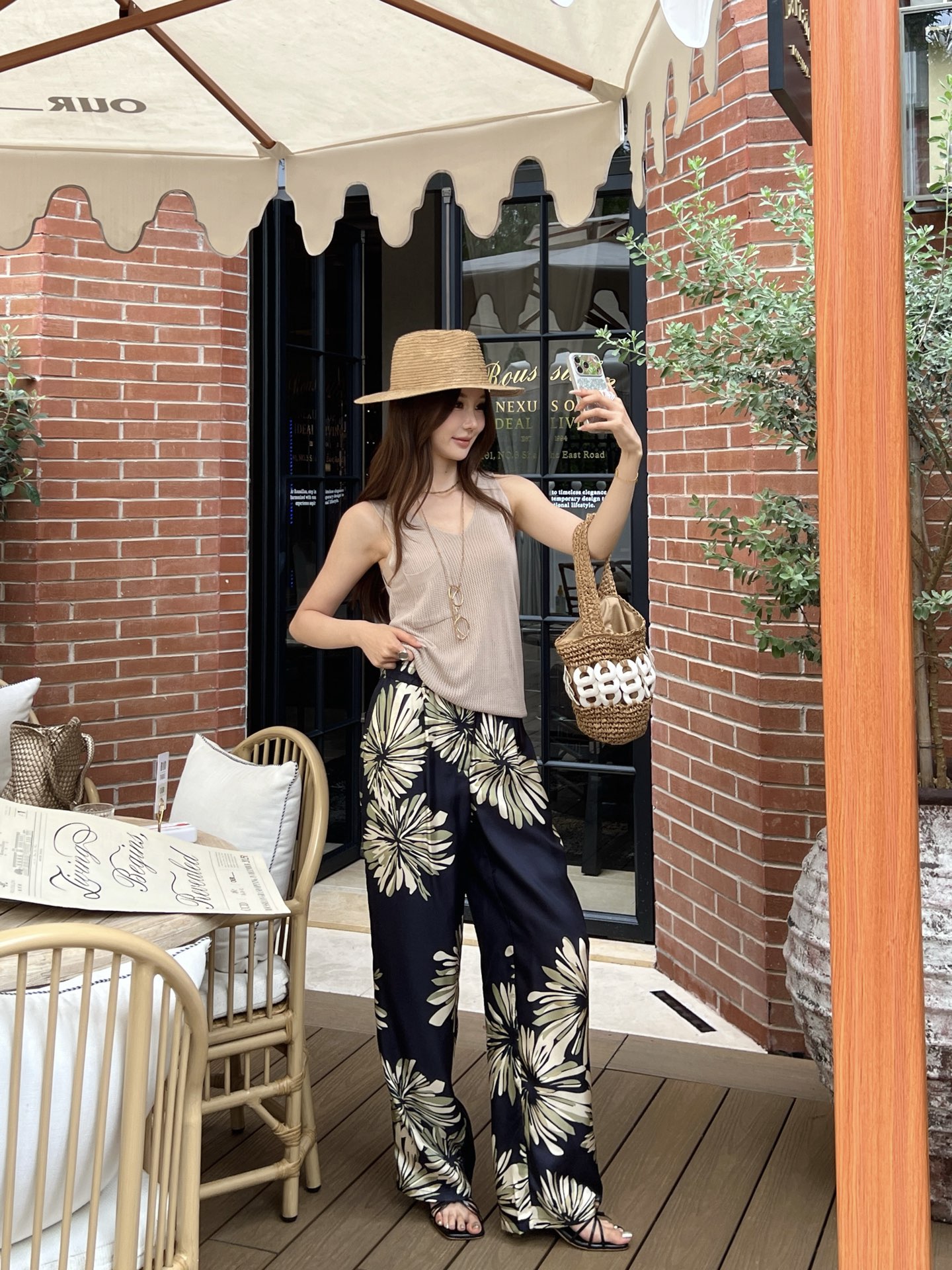 Brun 26ss print silk pants