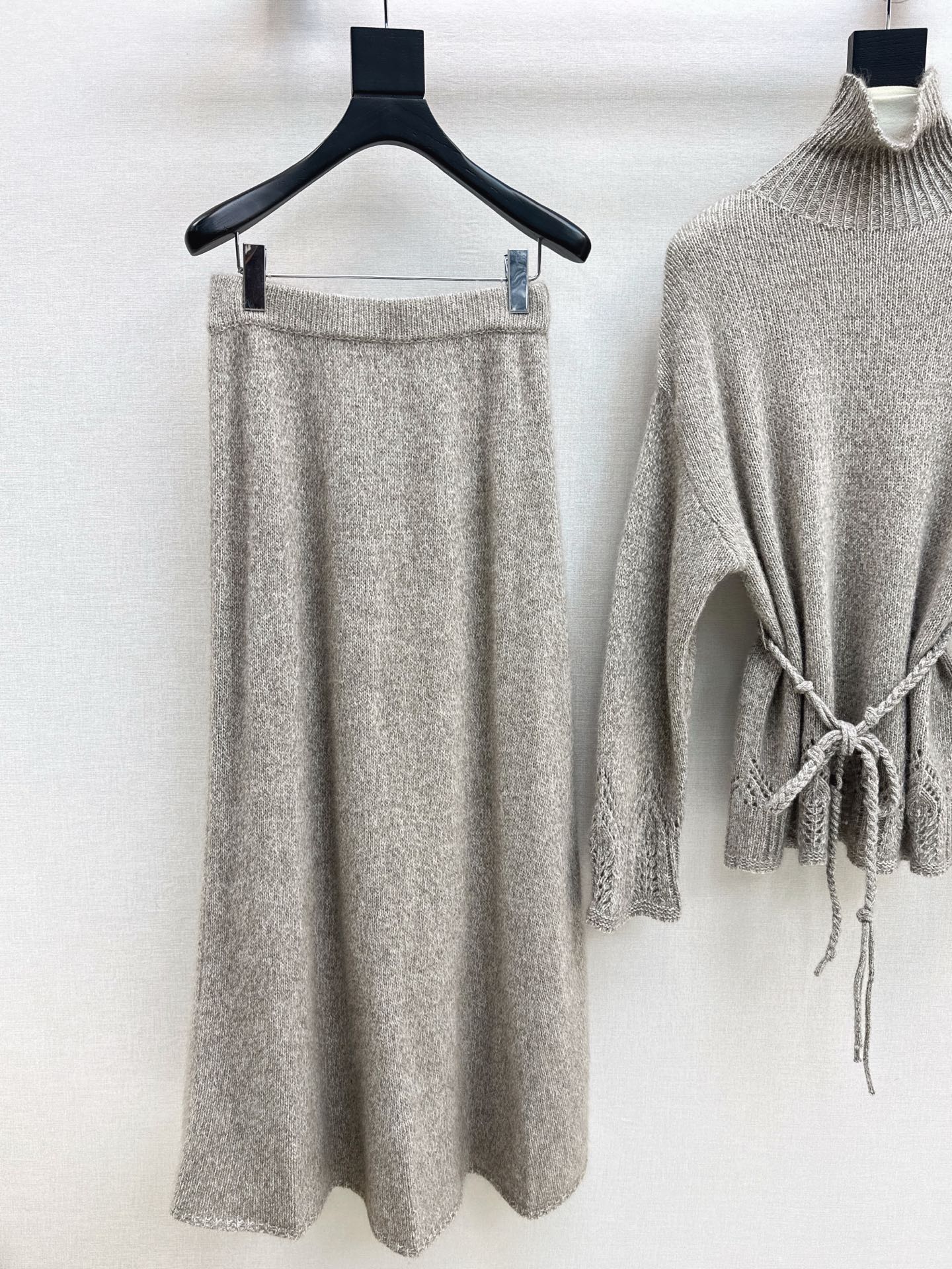 Brun 25fw knit high neck sweater+skirts outfit set