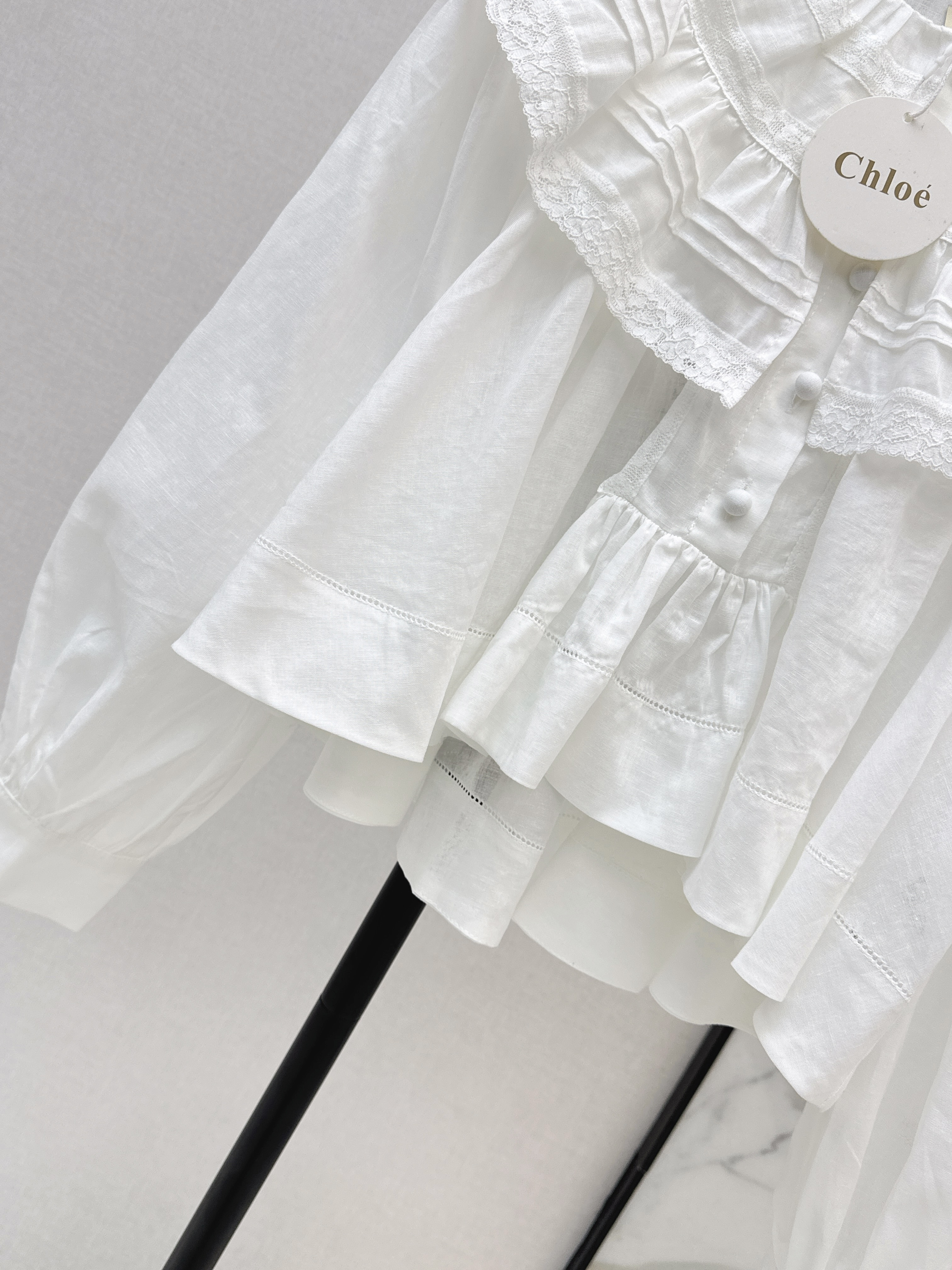 Chol 26ss lace ruffle shirt