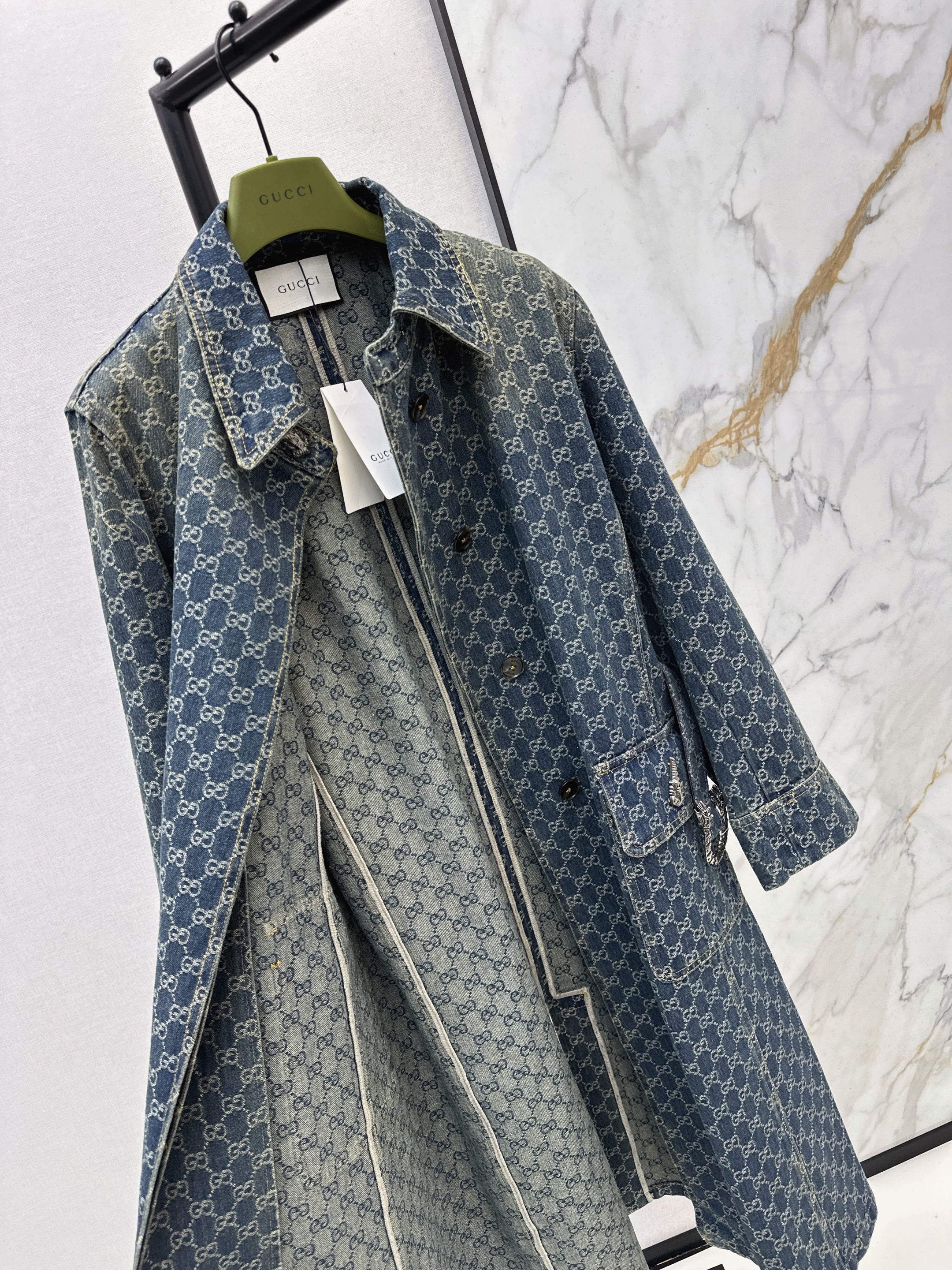 Guc 26ss jacquard denim overcoats