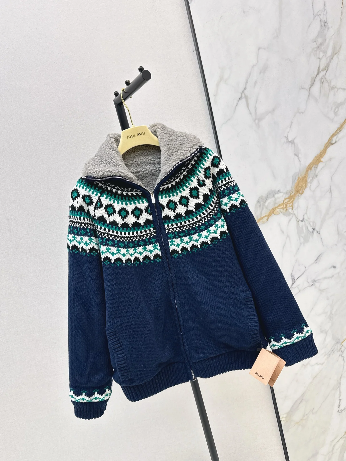 Miu 25fw fair isle cardigan
