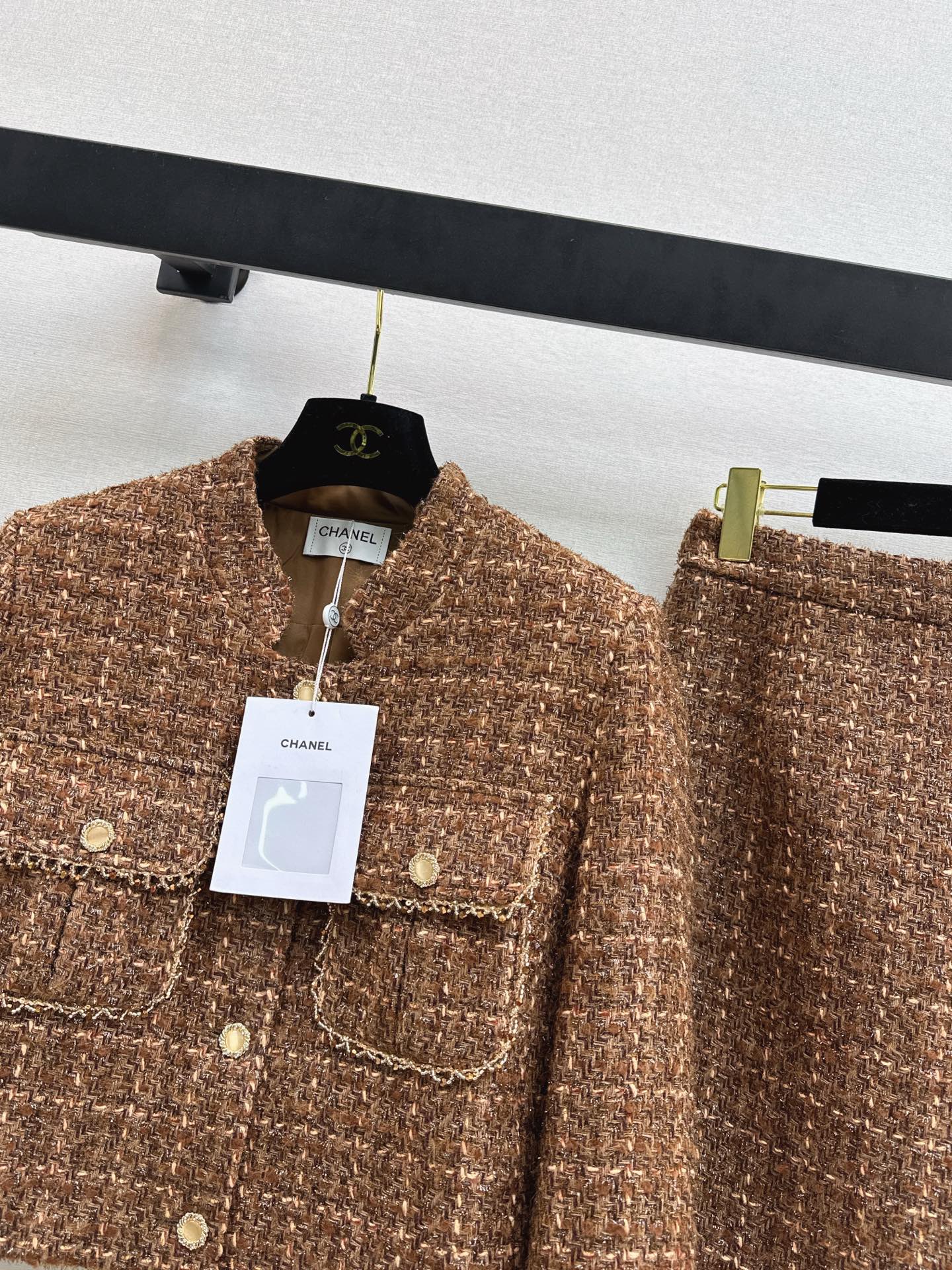 Chan 26ss woven jacket skirts sets