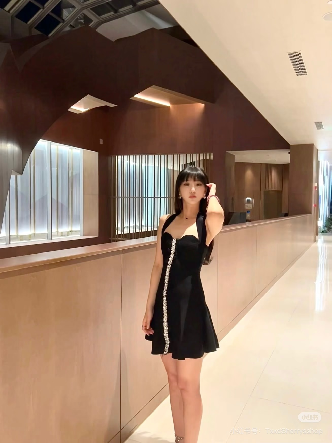 Bal 26ss halter knit beading dress