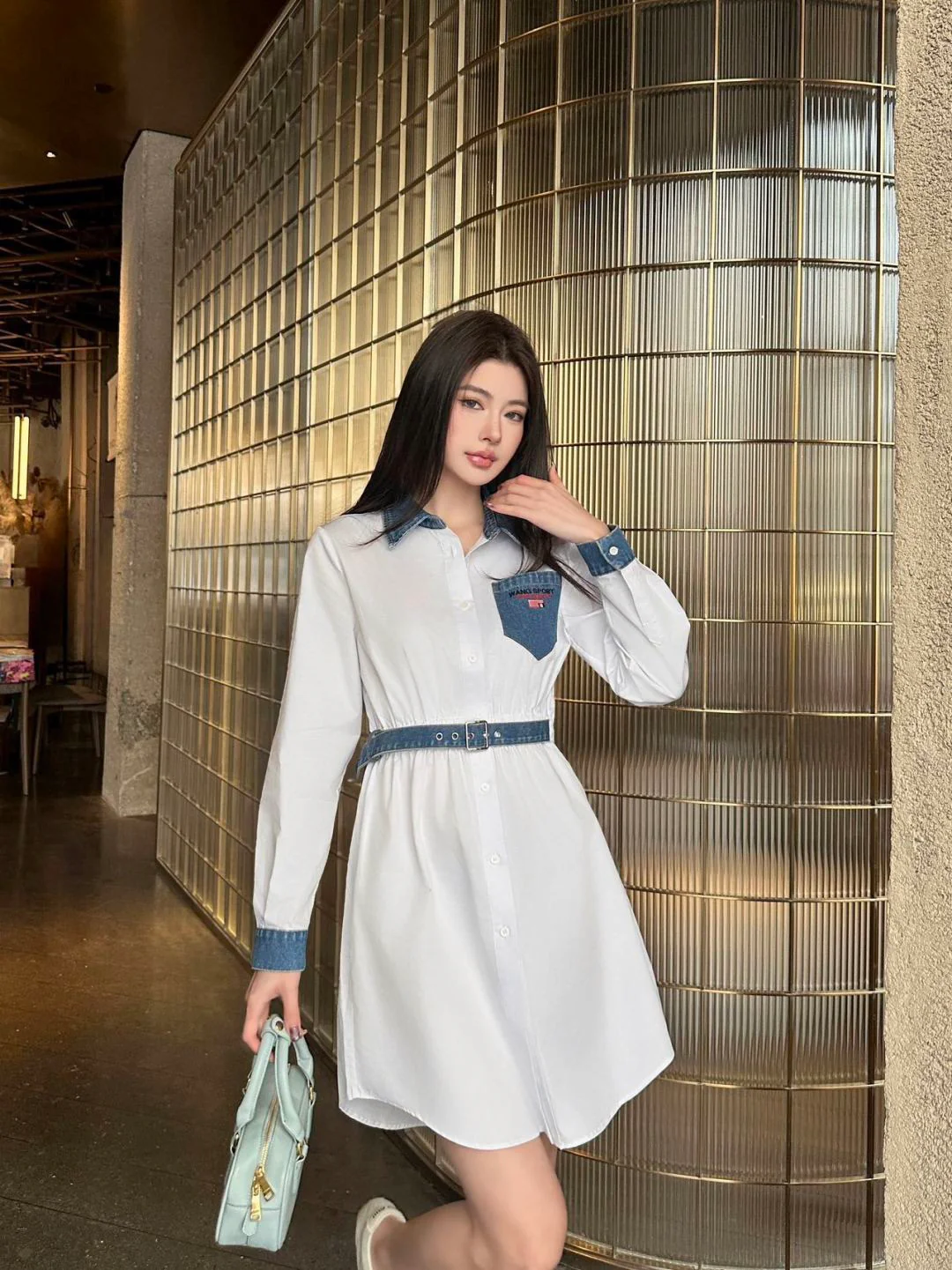 Alex 26ss contract denim shirt dress