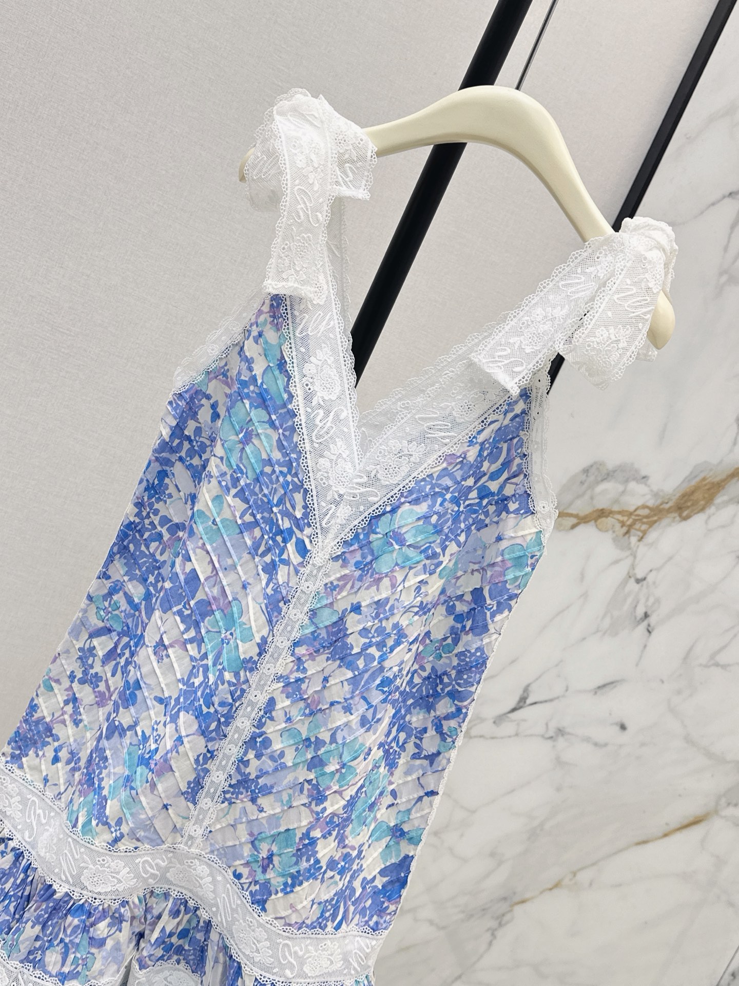 Zimm 26ss lace slip print dress