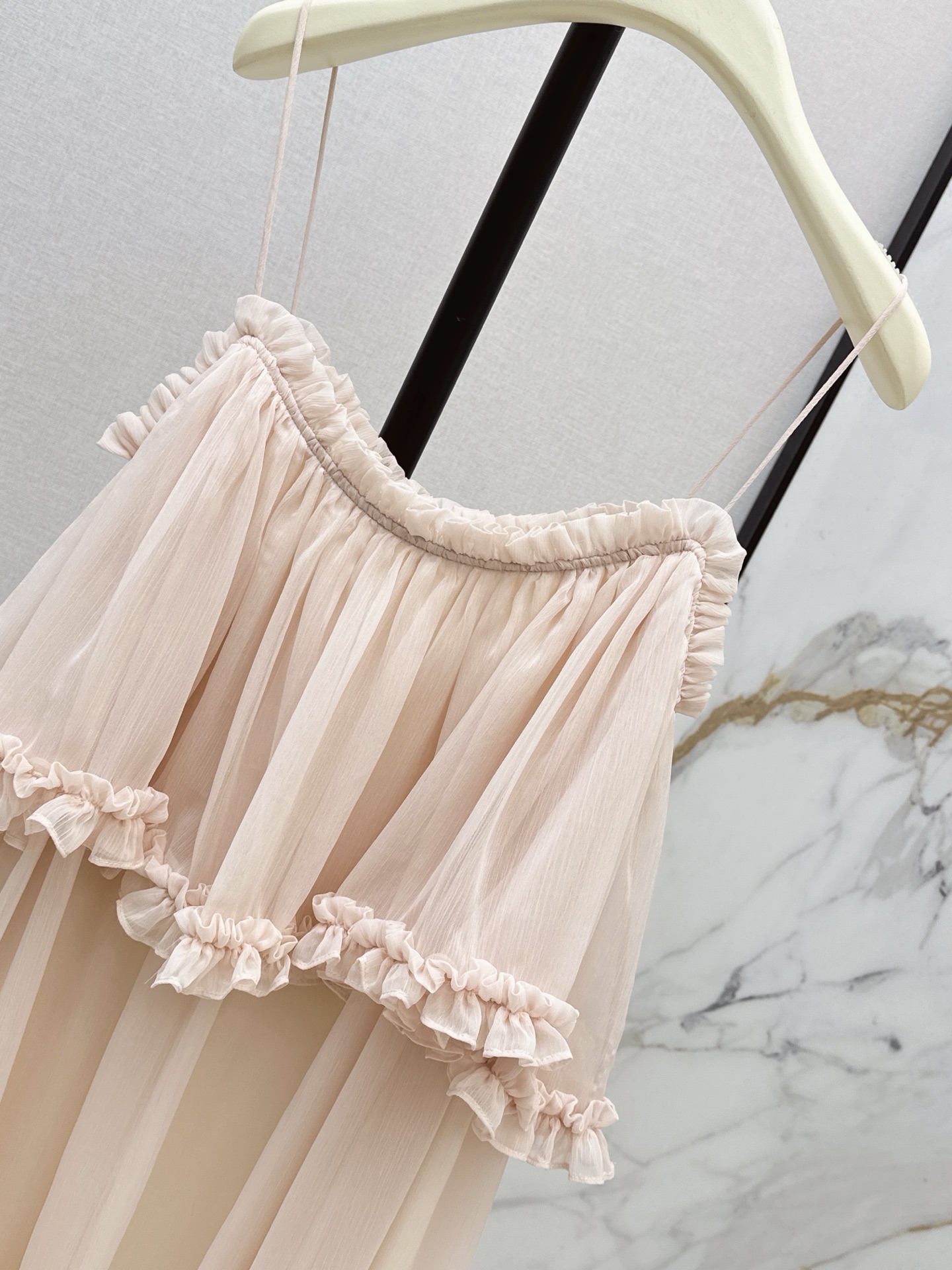 Chlo 26ss Spaghetti Strap Ruffle Mini Dress