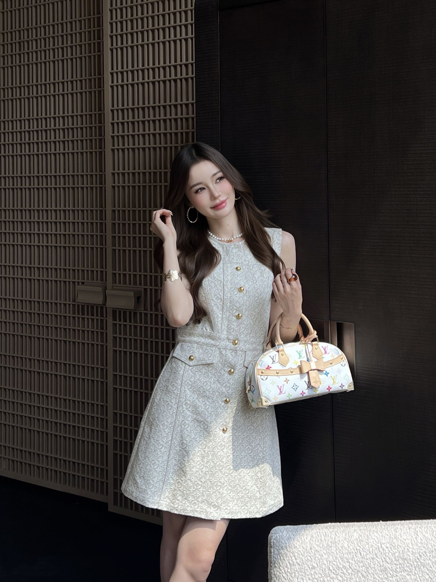 Loui 26ss jacquard denim dress
