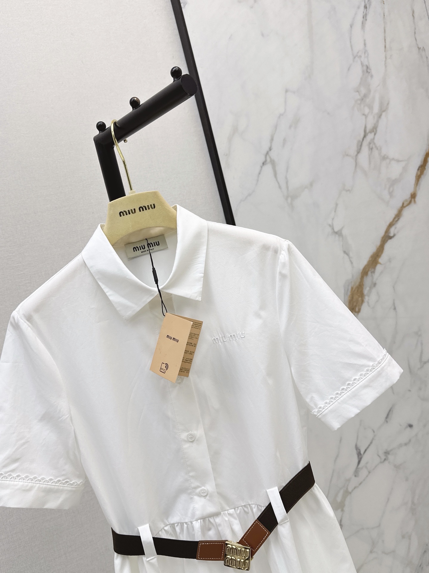 Miu 26ss belted shirt dress