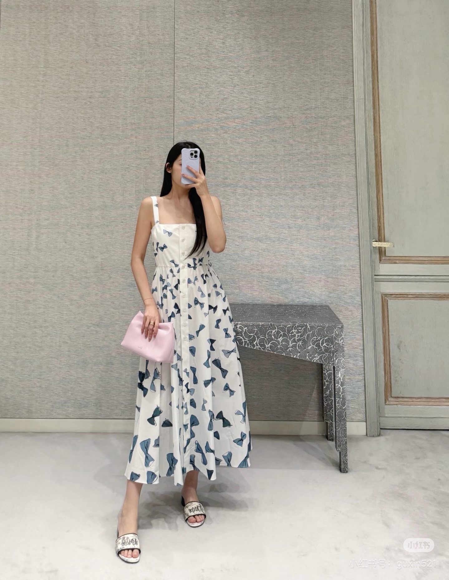 CD 26ss bow print silp dress