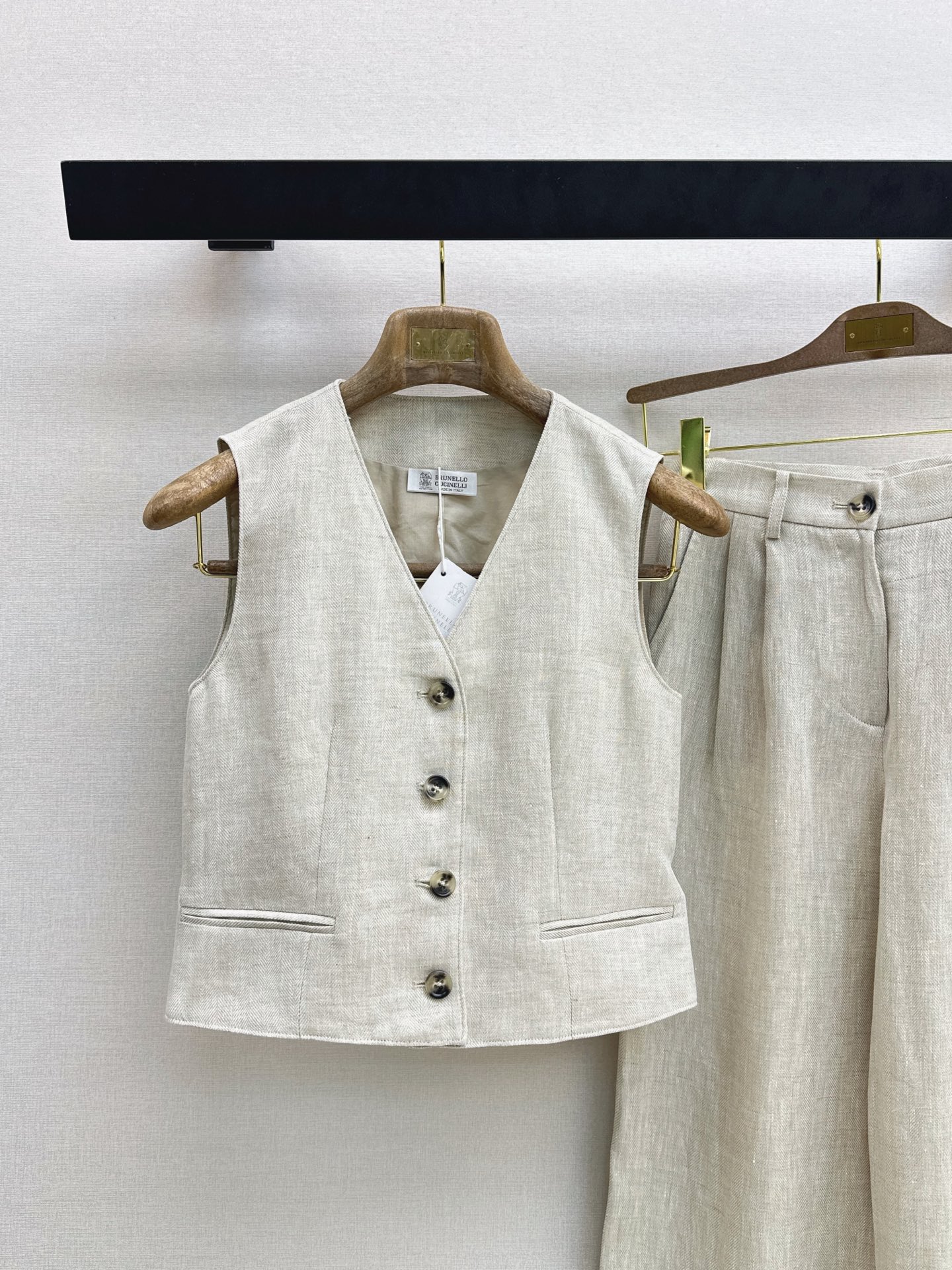 Brun 26ss linen vest pants set