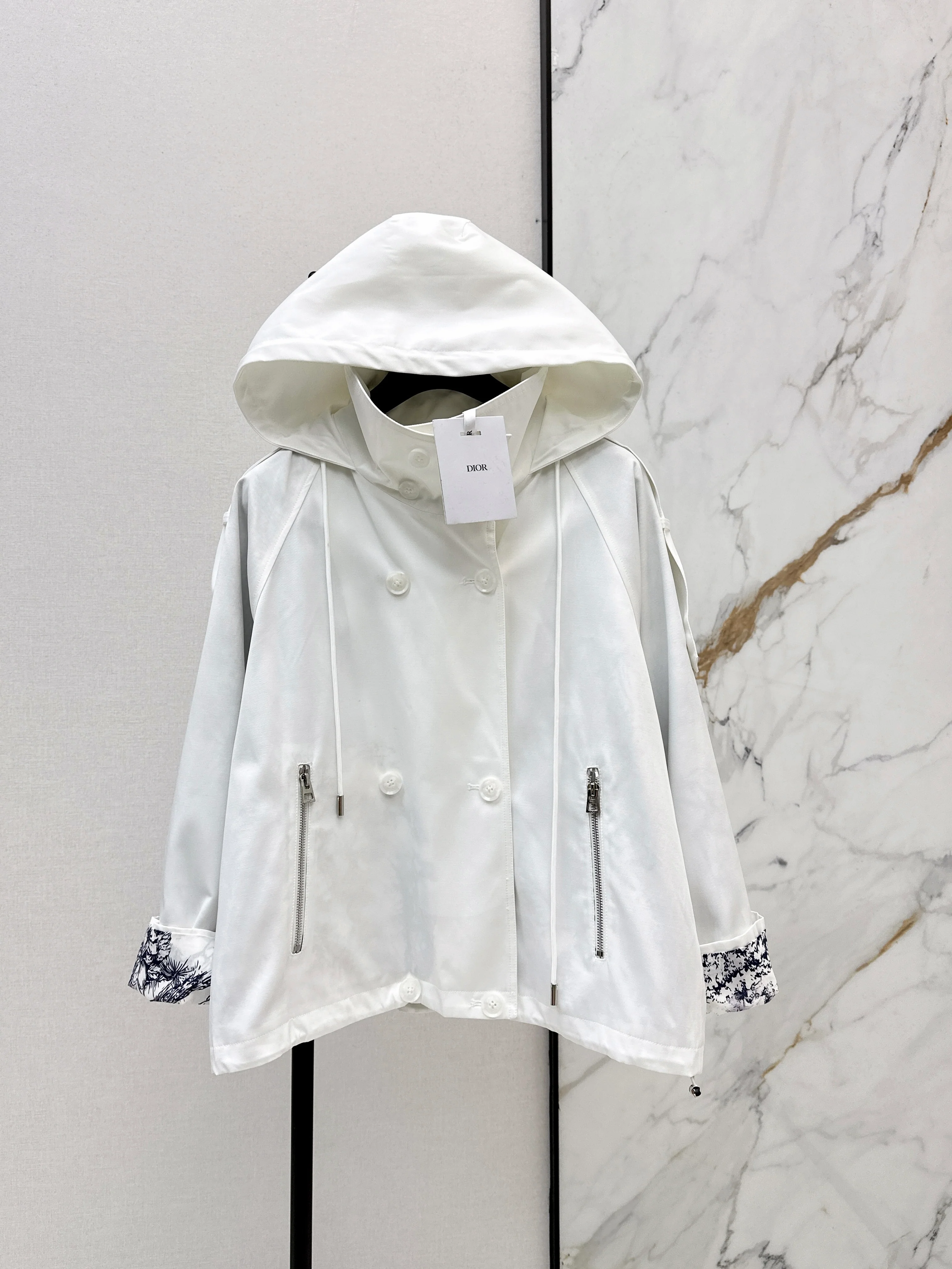 CD 26ss print hooded trench coats