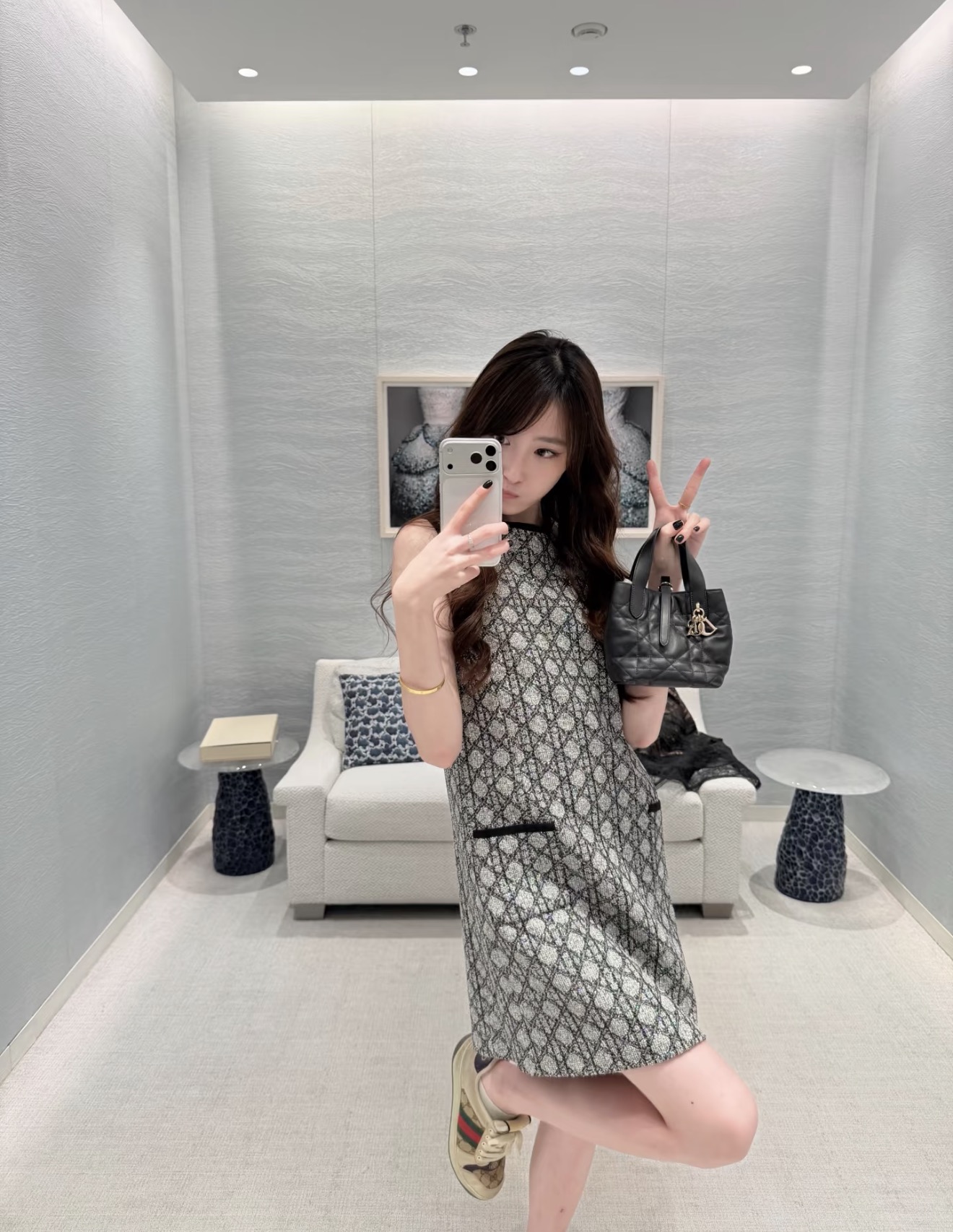 CD 26ss rhinestone tweed dress