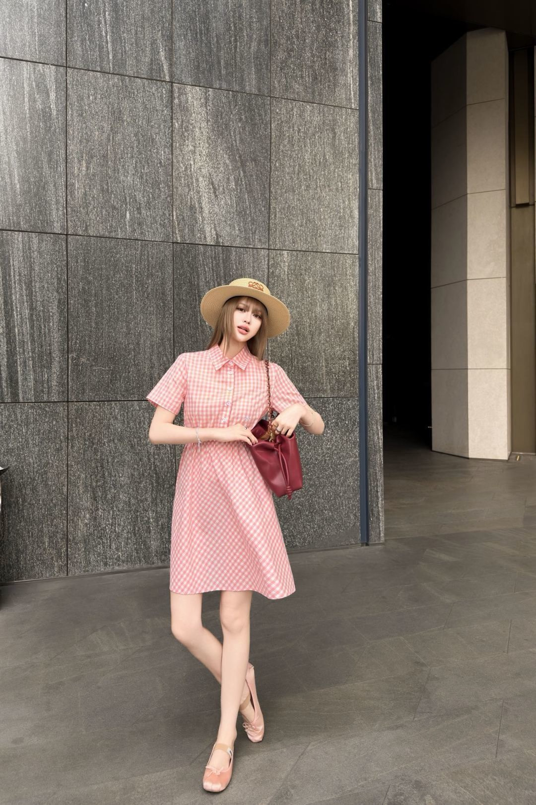 Loe 26ss check shirt dress