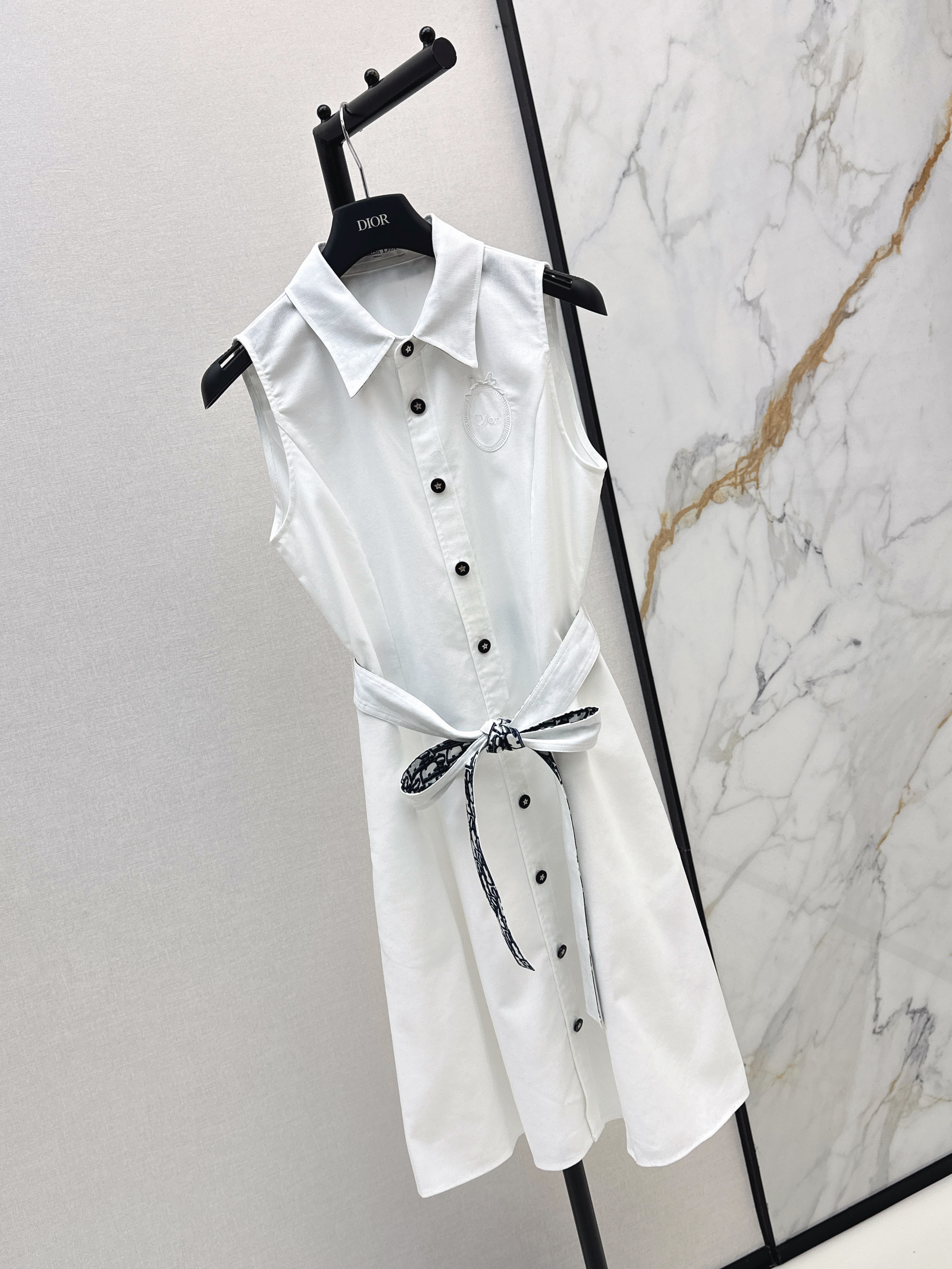 CD 26SS Sleeveless Belted Shirt Dress