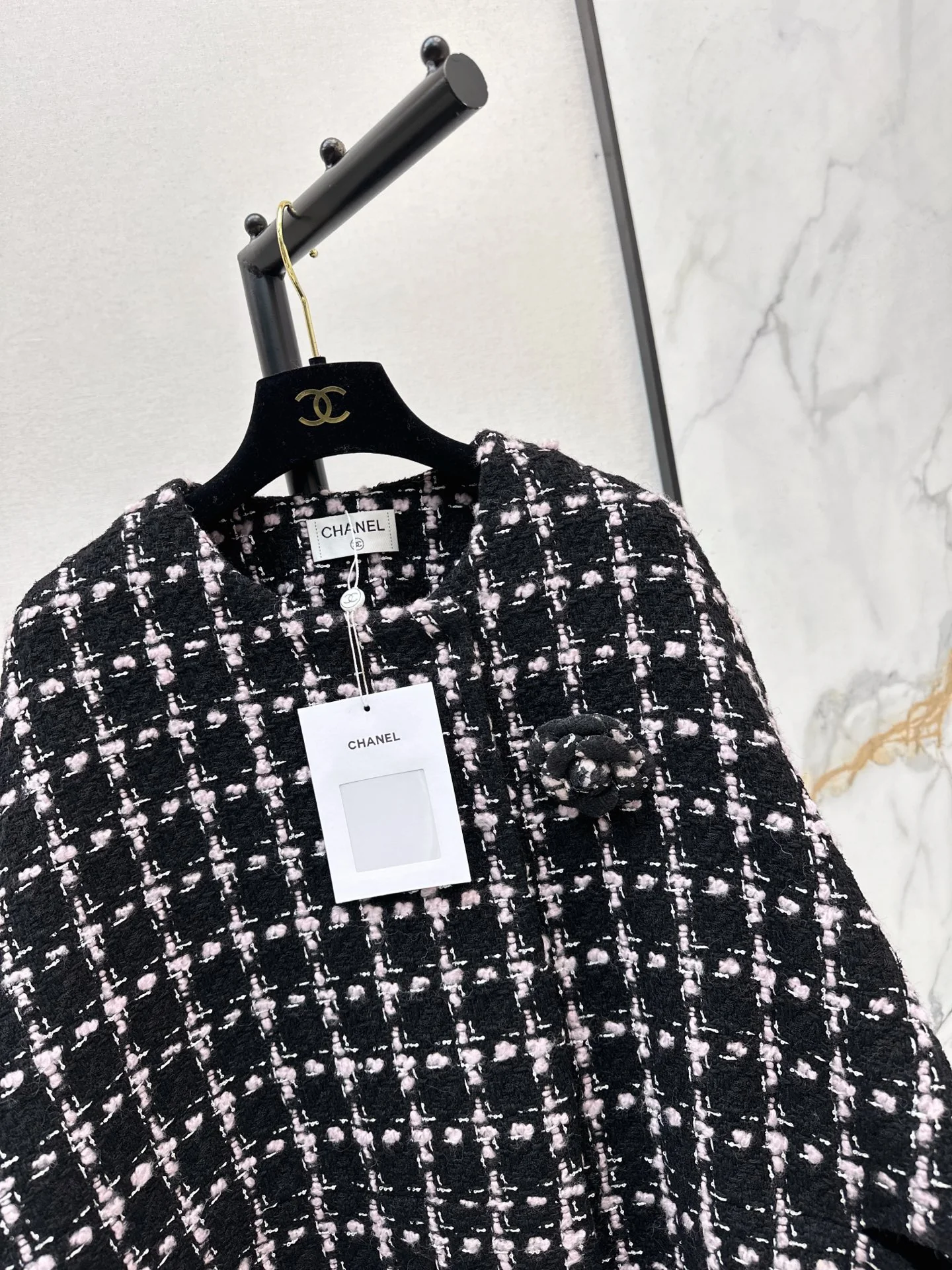 Chan 25fw check cape coat