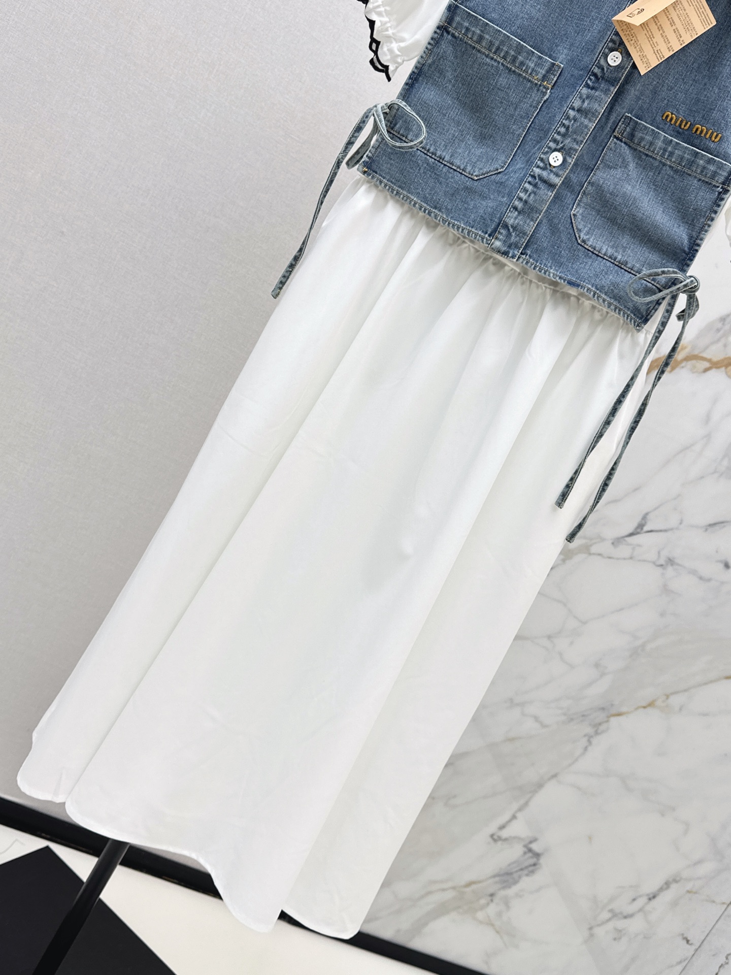 Miu 26ss 2pcs denim vest dress set