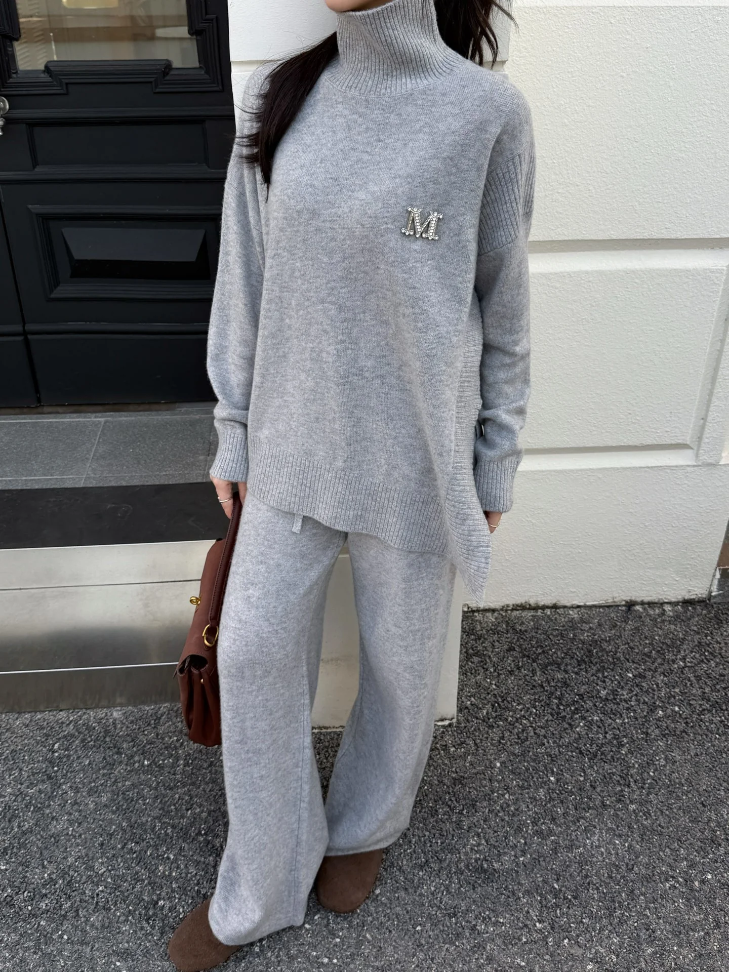 Max 25fw knit high neck sweater+pants outfit sets