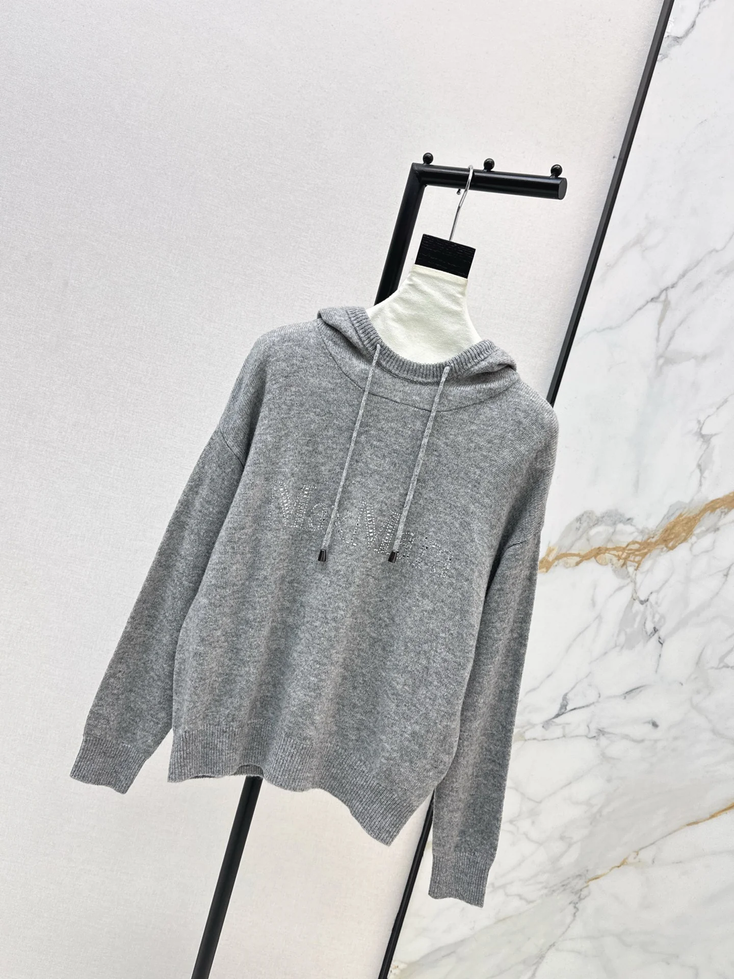Max 26ss rhinestone hooded sweater