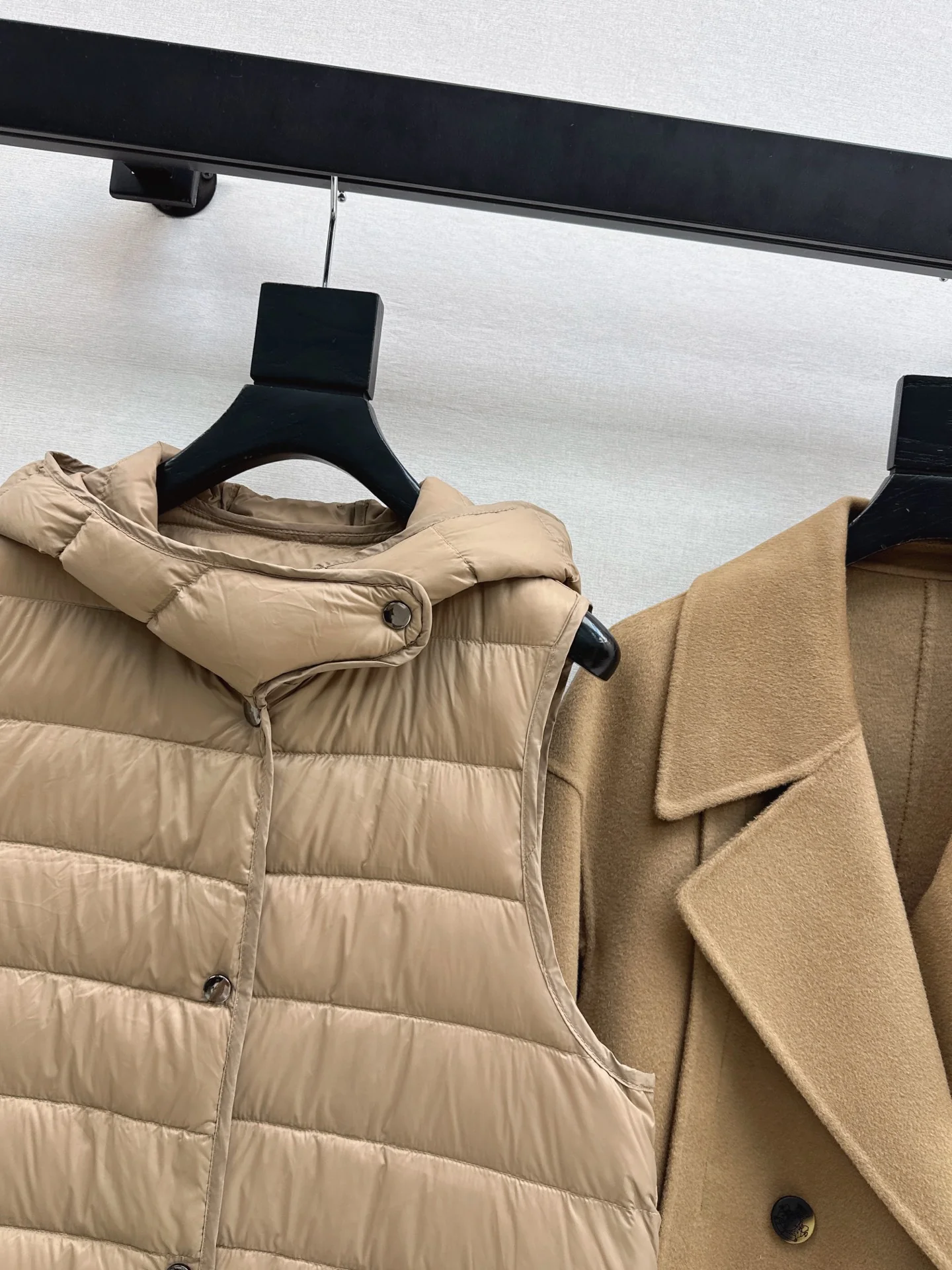 Max 25fw hooded down vest+woolen jacket