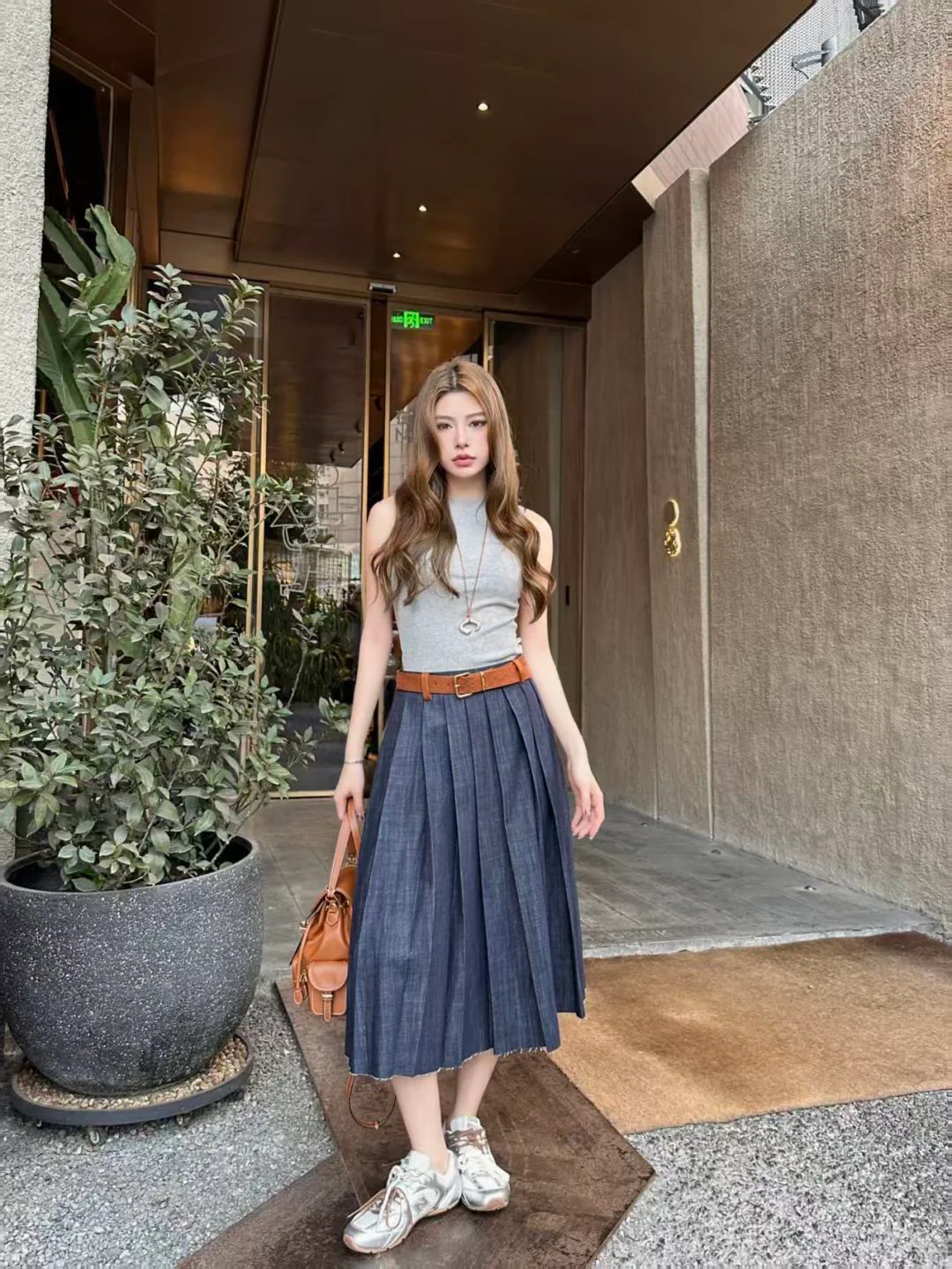 Miu26ss denim skirts with belted