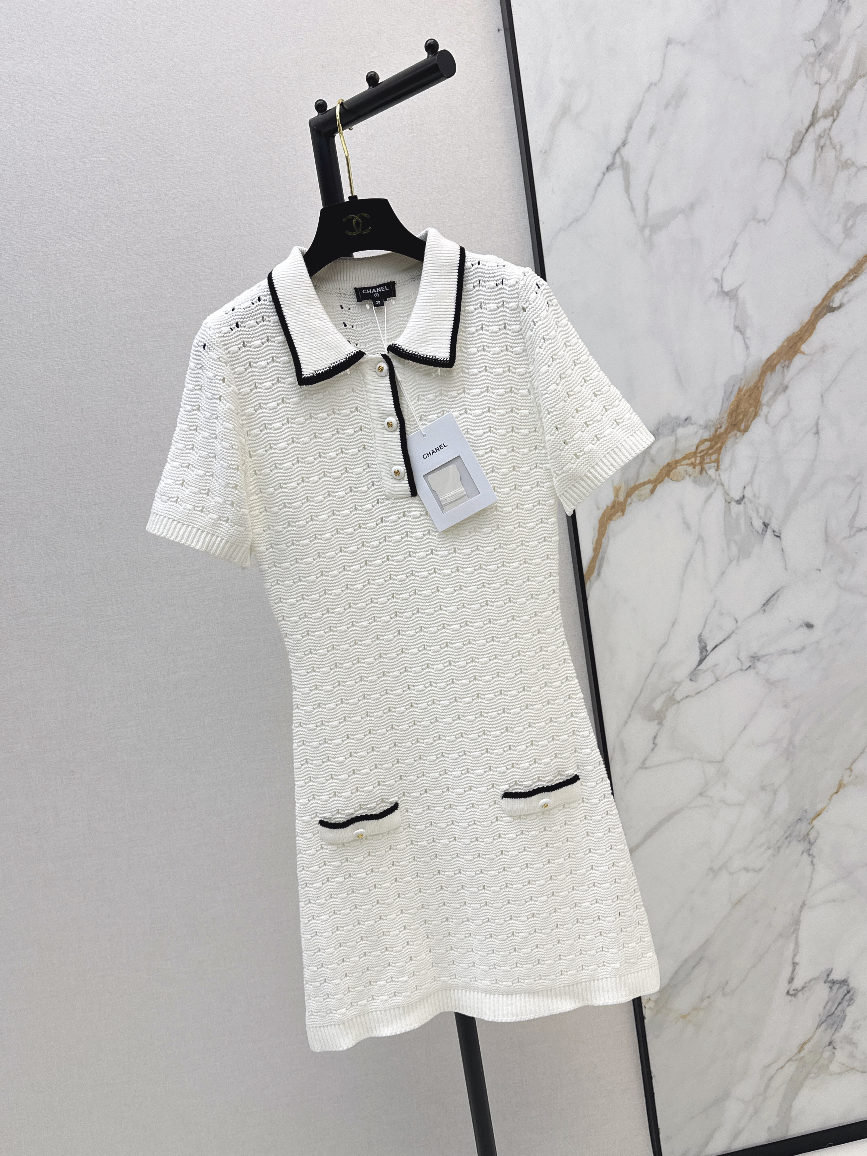 Chan 26ss hollow knit dress
