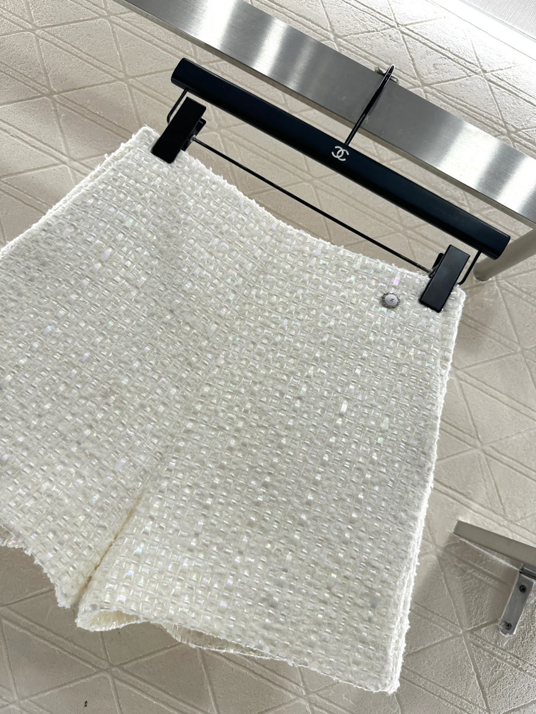 Chan 26ss ruffled lace woven jacket short set