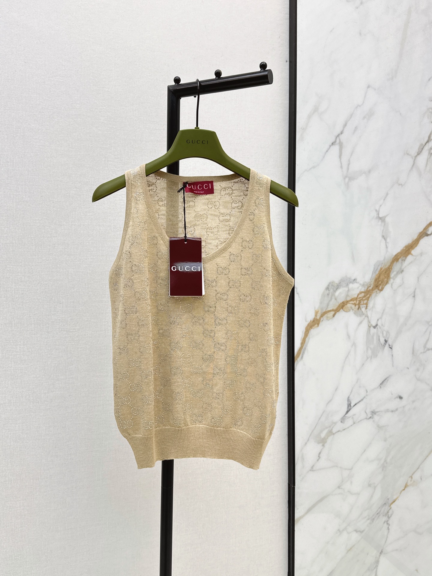 Guc 26ss rhinestone knit vest